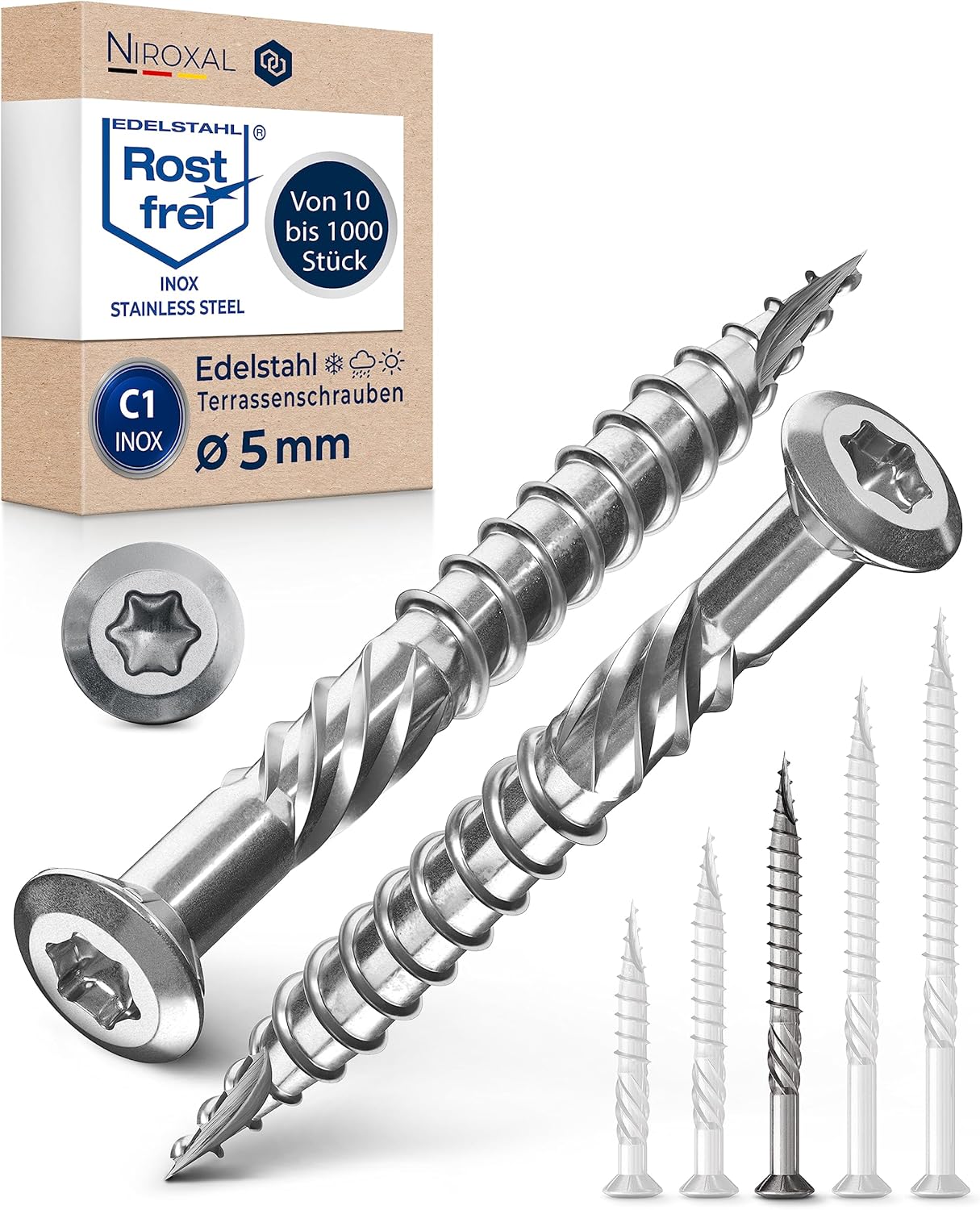 Vite da terrazza in acciaio inox TORX 5x60mm 800 pz