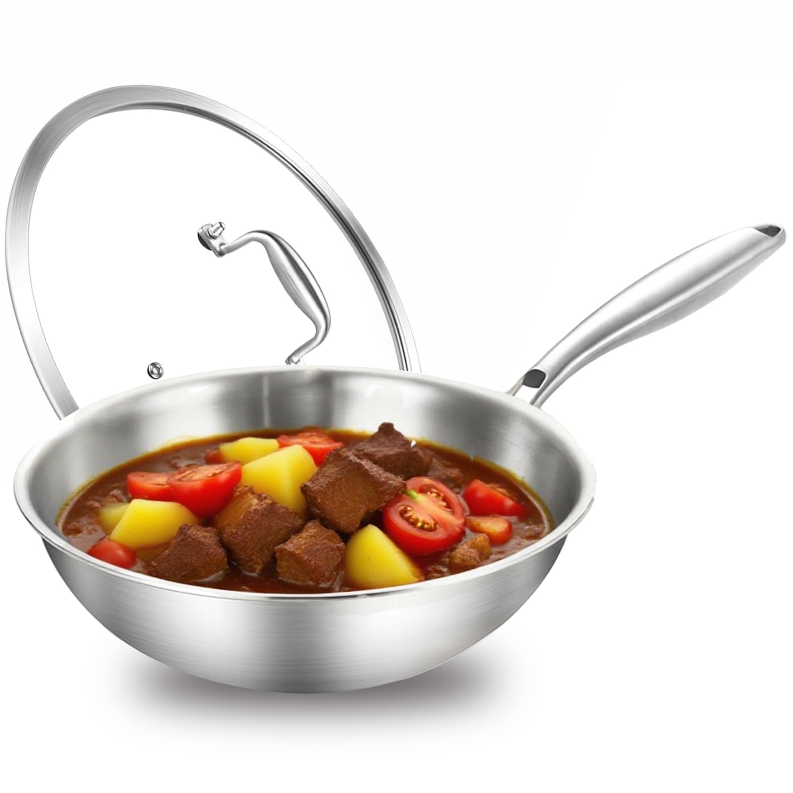 Stufa Wok in Acciaio Inox 30 cm con Coperchio