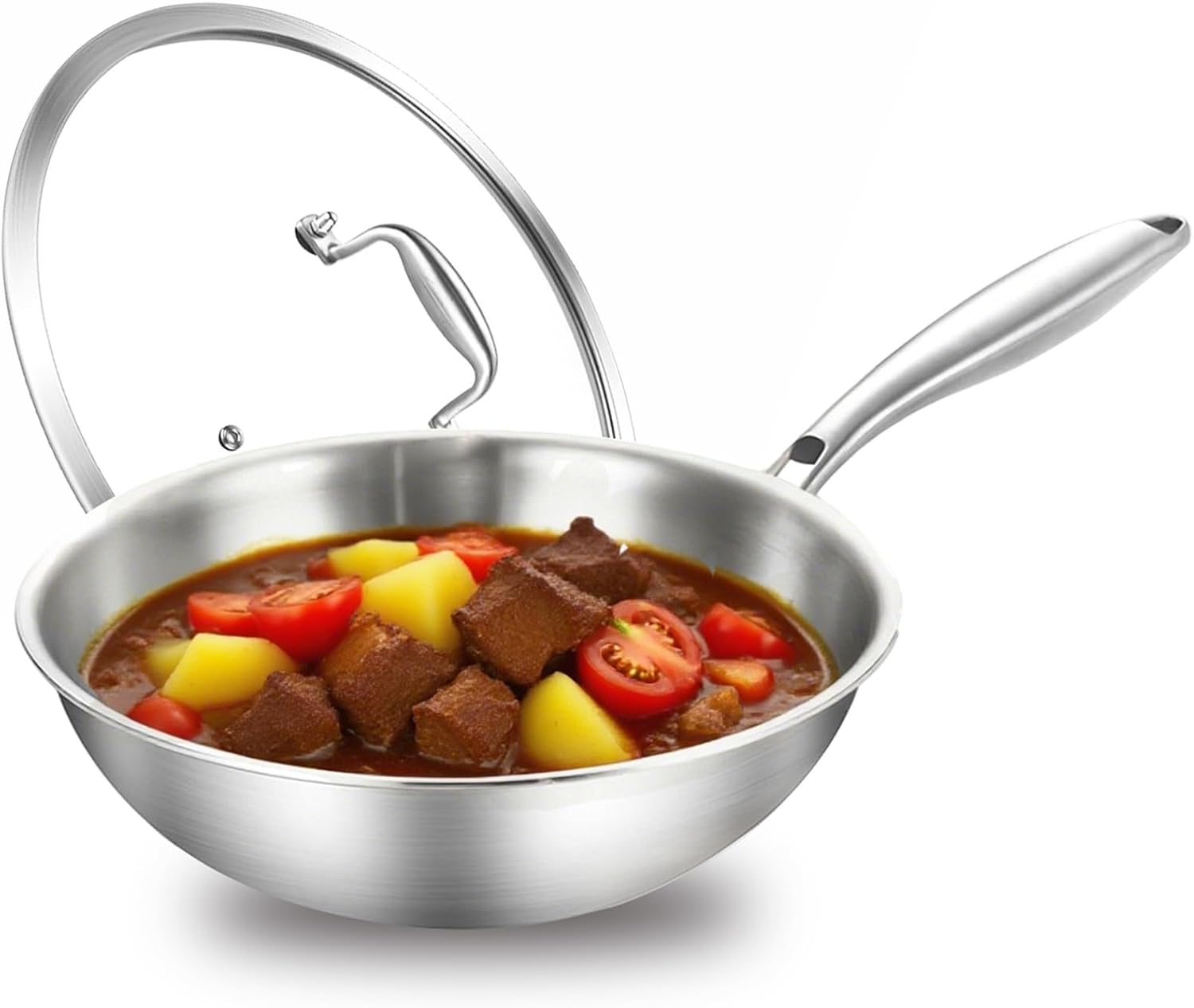 Stufa Wok in Acciaio Inox 30 cm con Coperchio - immagine 1