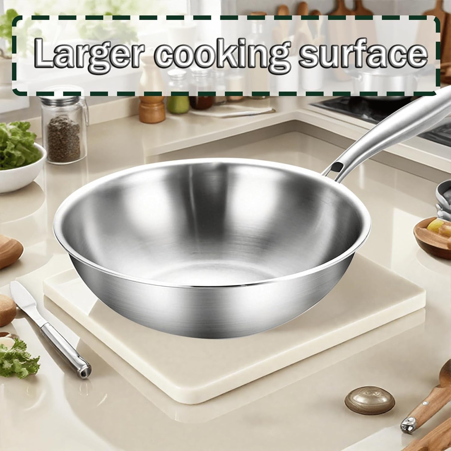 Stufa Wok in Acciaio Inox 30 cm con Coperchio - immagine 5