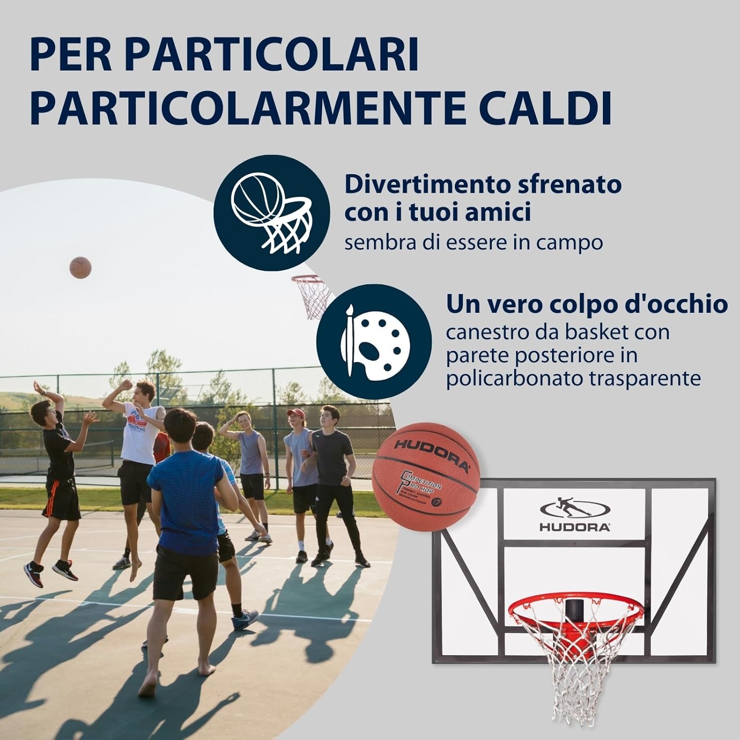 HUDORA Canestro da basket Board Competition Pro - Canestro da basket con anello per schiacciate da parete per bambini e adulti - Canestro da basket da giardino con tabellone trasparente - immagine 5