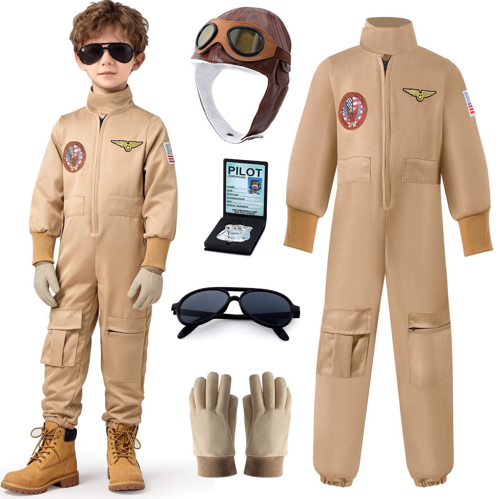 Tacobear Pilota Costume Carnevale Bambino 3-10 Anni