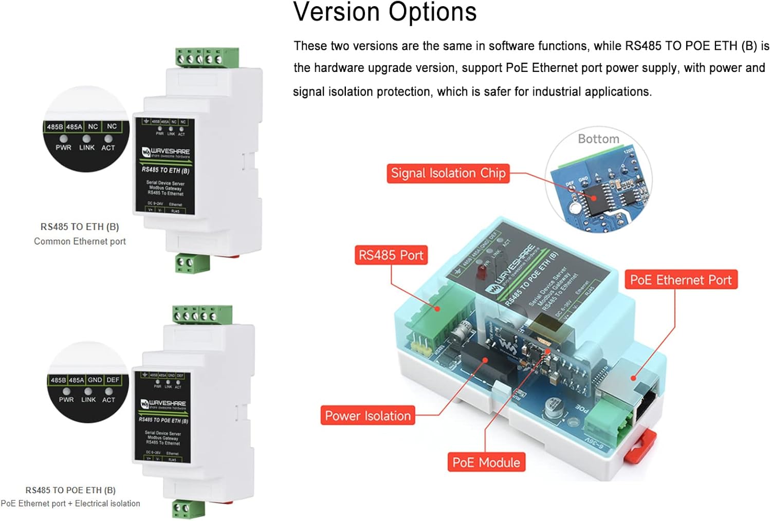 Server Seriale Industriale RS485 a Ethernet Modbus Gateway - immagine 3
