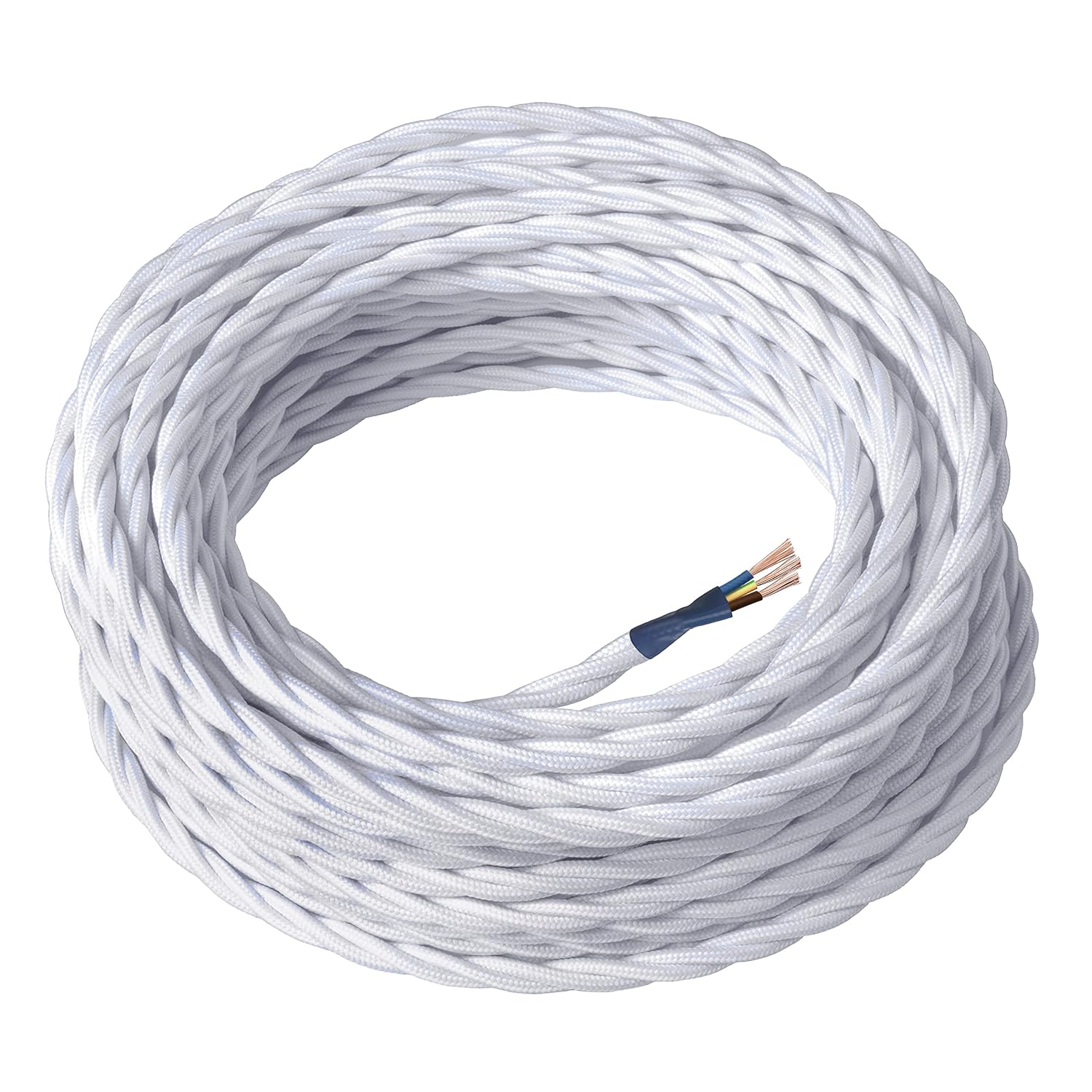 Amarcords Cavo Elettrico Tessile Trecciato 30m, Bianco - immagine 1