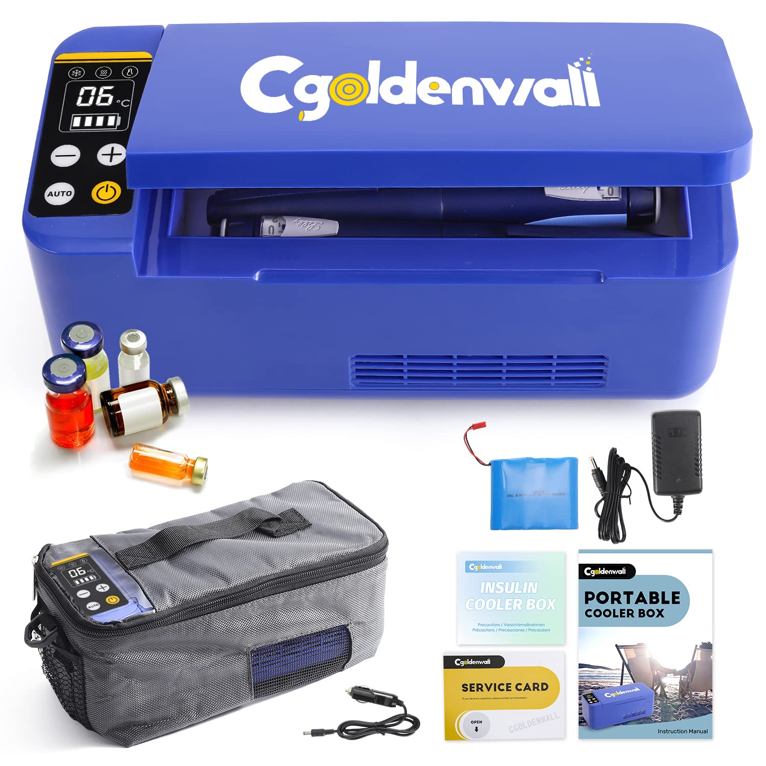 Cgoldenwall Frigorifero Portatile per Insulina Blu