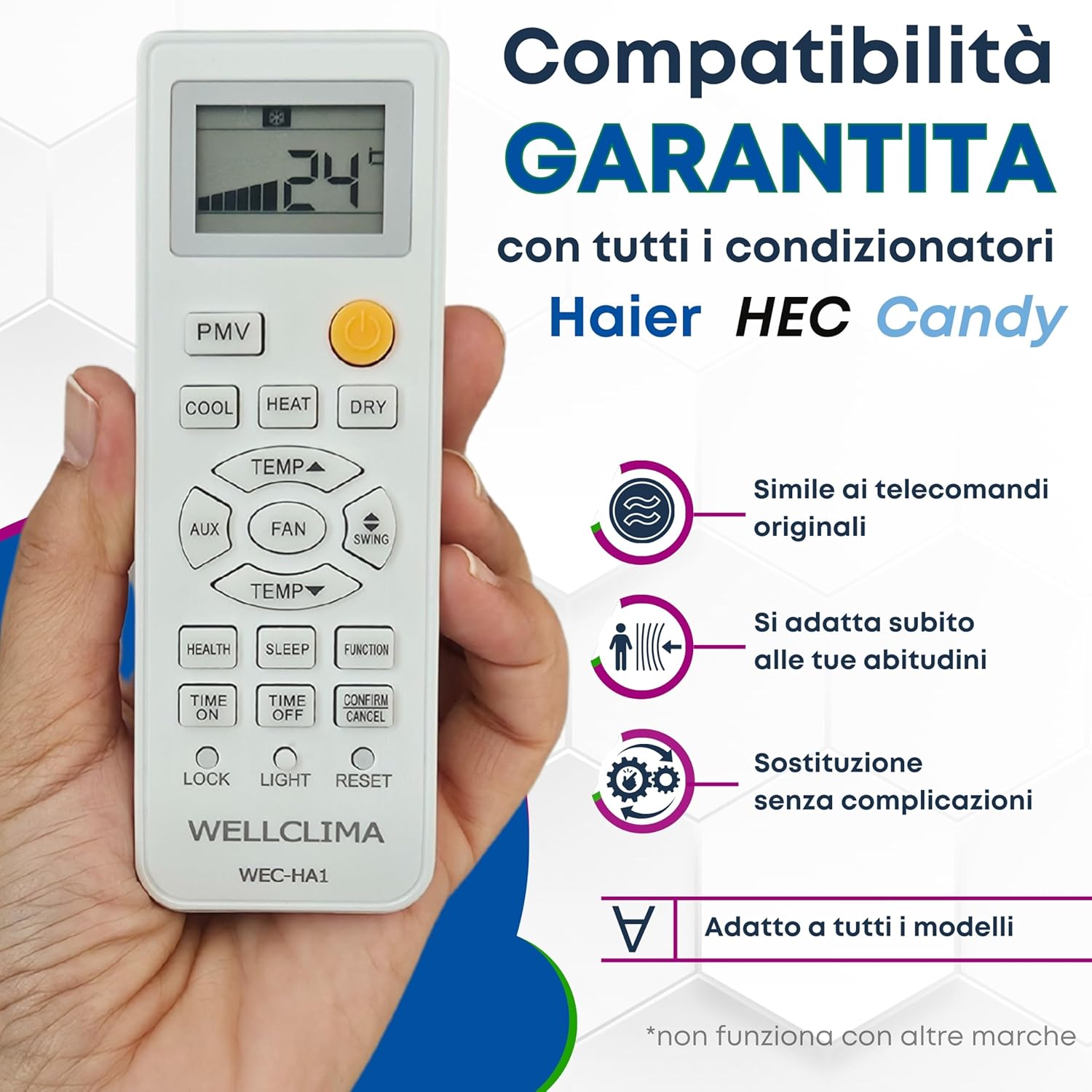 Wellclima WEC-HA1 Telecomando Condizionatori - immagine 2