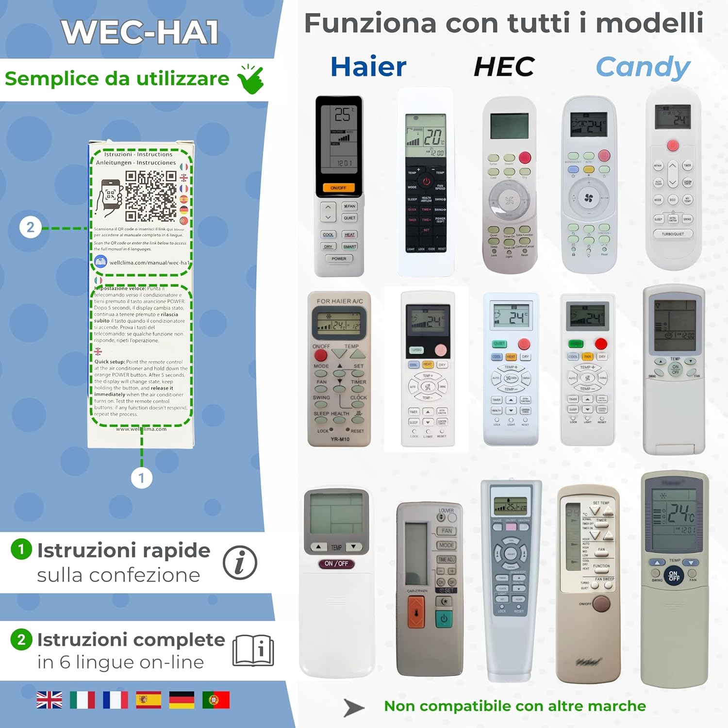 Wellclima WEC-HA1 Telecomando Condizionatori - immagine 6