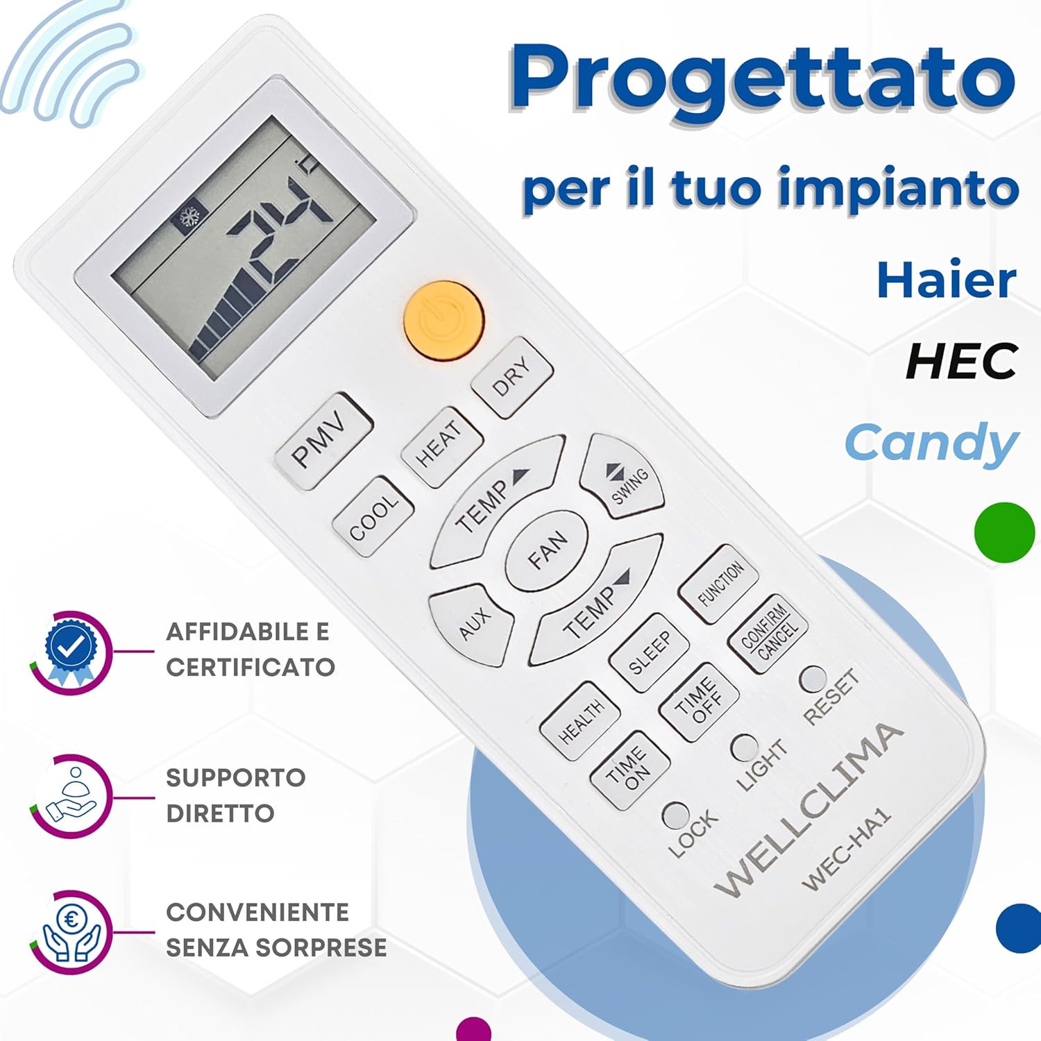 Wellclima WEC-HA1 Telecomando Condizionatori - immagine 8