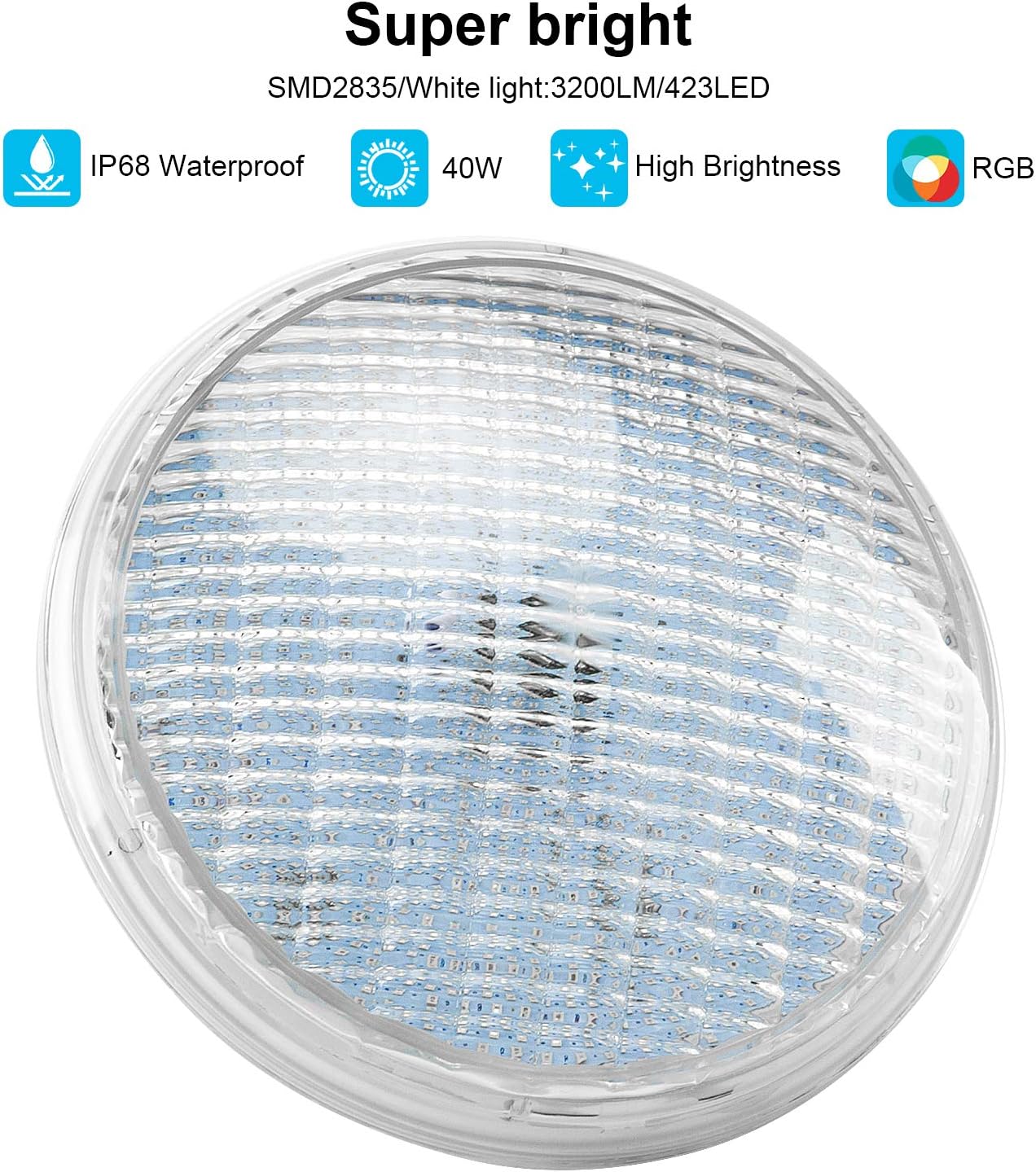 Kingwei RGBW Luci per Piscina LED PAR56 40W - immagine 3