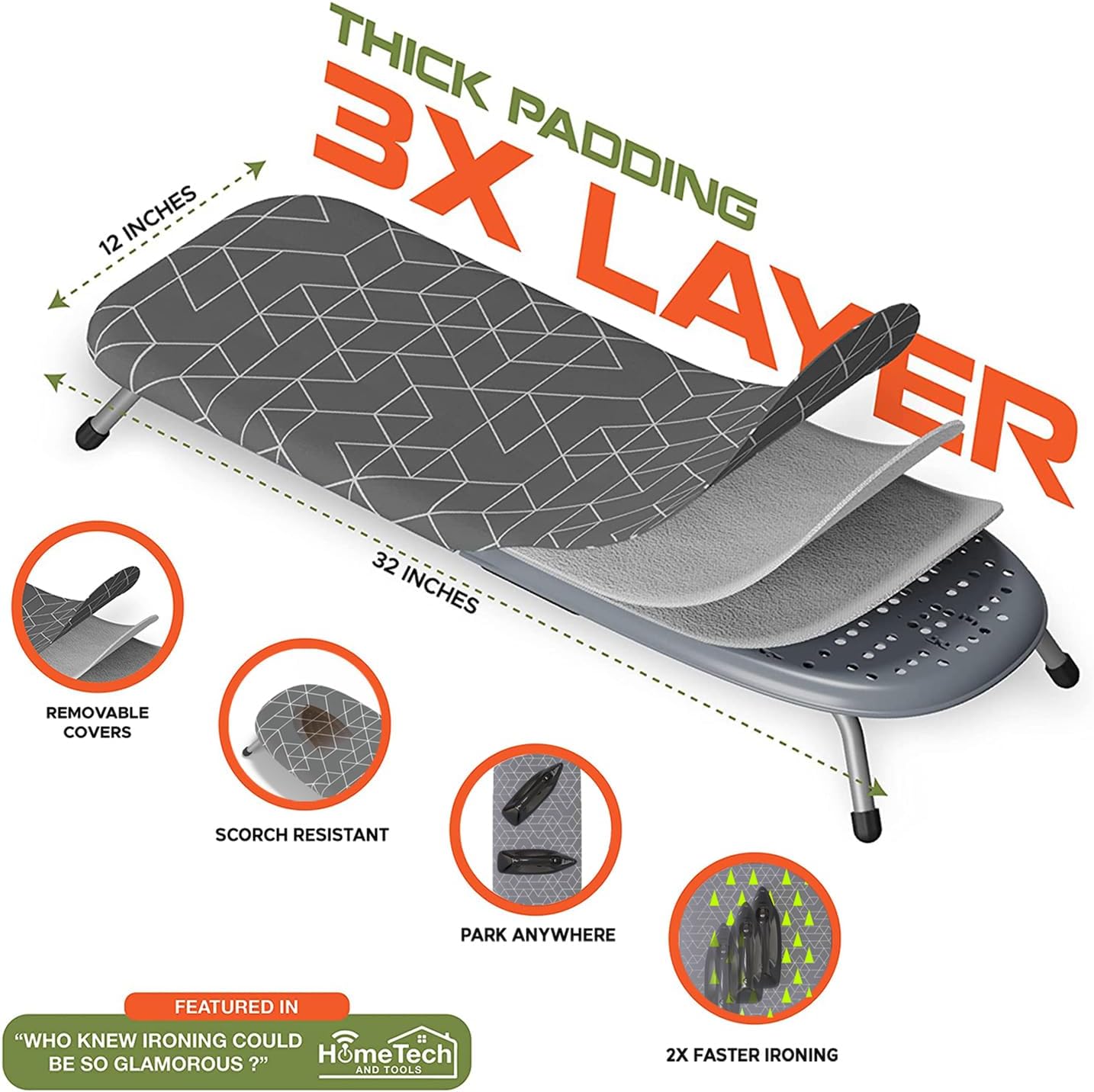 Xabitat Asse da Stiro da Tavolo Pieghevole, Verde - immagine 3