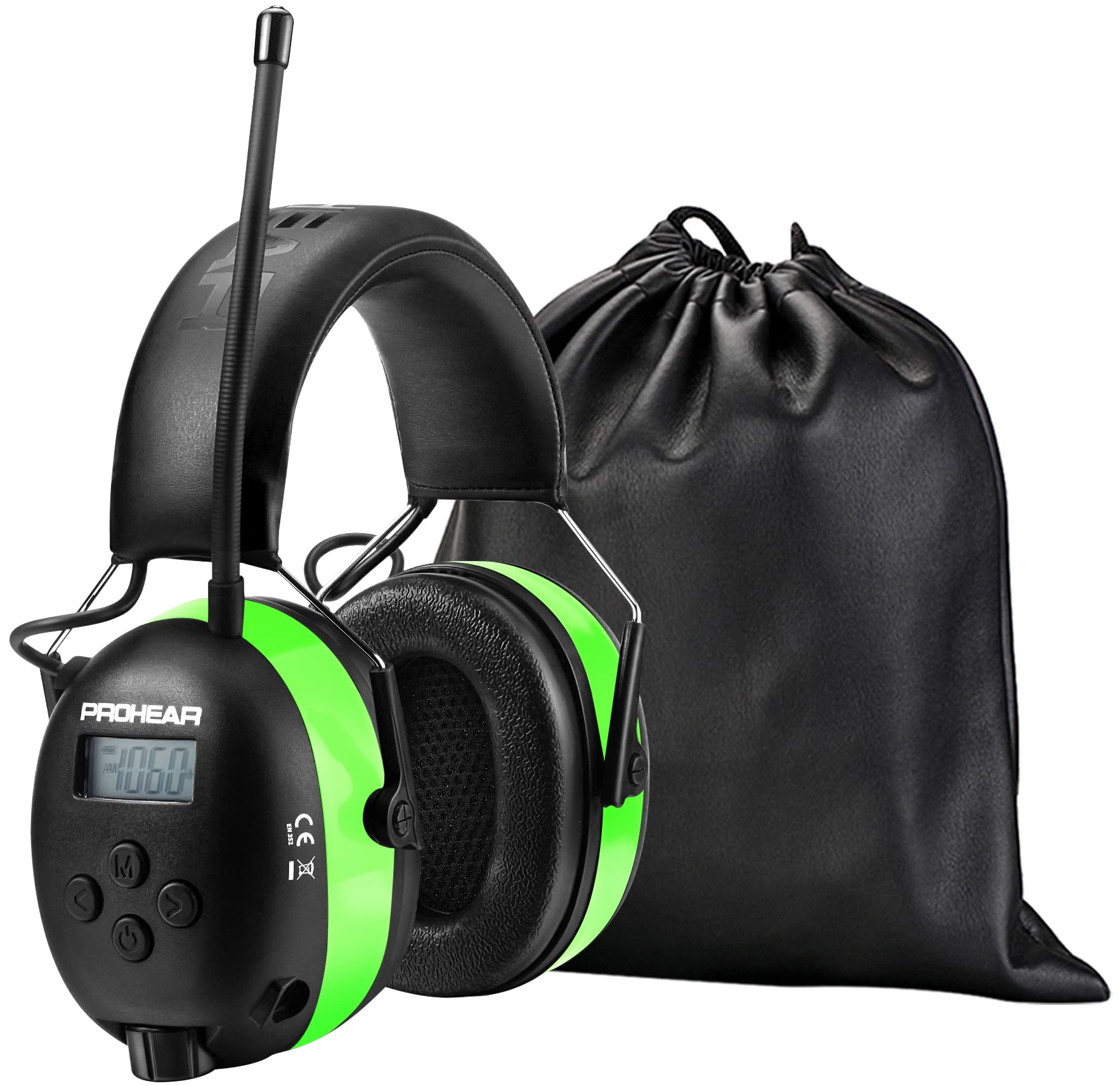 PROHEAR Protezione dell'udito con radio, verde, Taglia unica
