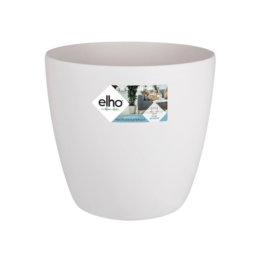 Elho Brussels Round Wheels 40 - Vaso per Interno - Ø 39 x H 36.5 - White