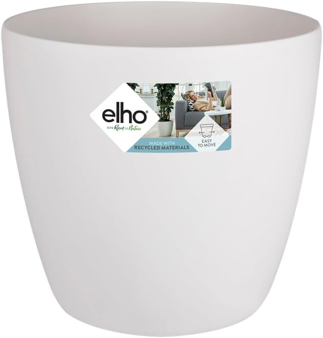 Elho Brussels Round Wheels 40 - Vaso per Interno - Ø 39 x H 36.5 - White - immagine 1
