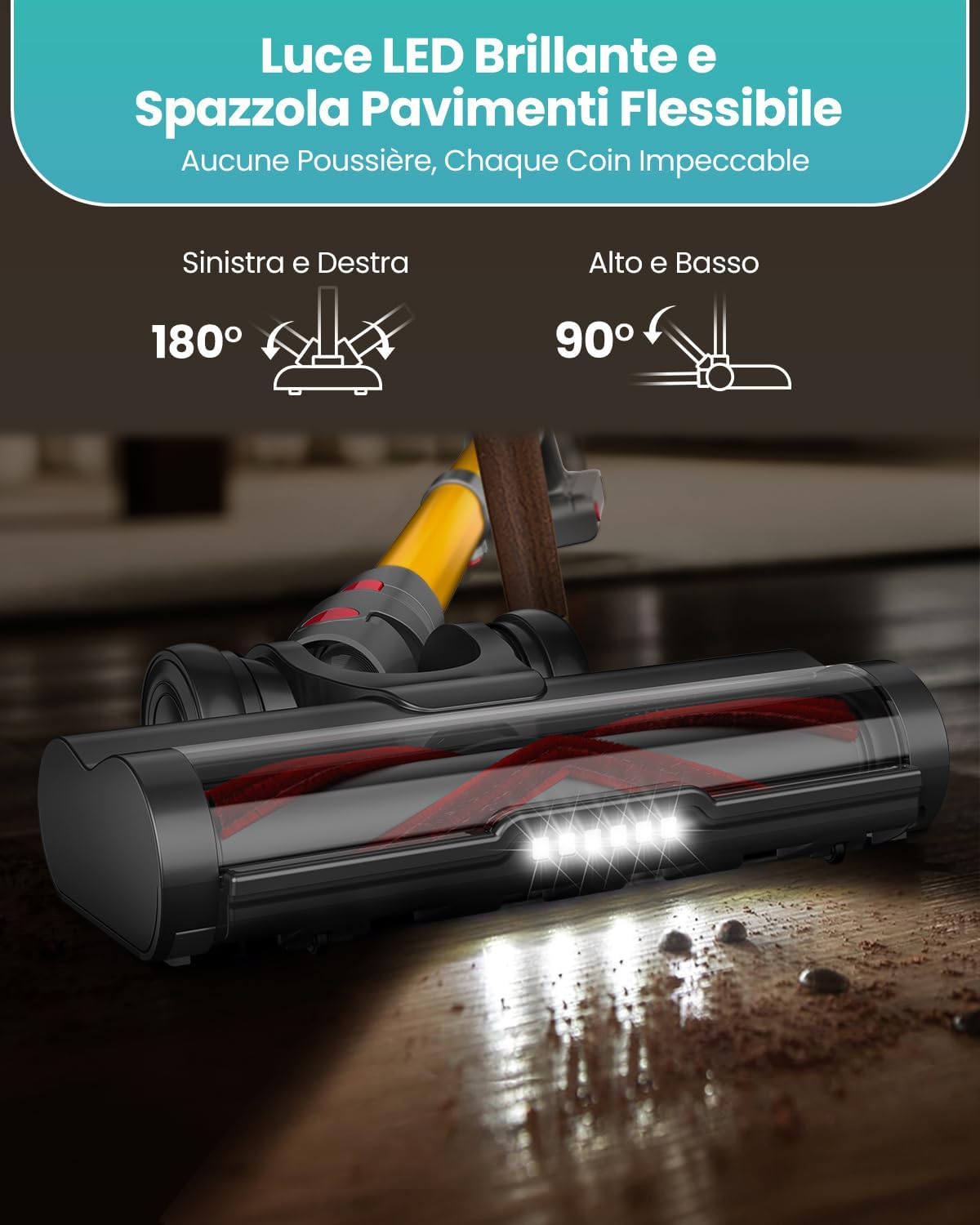 Aspirapolvere Senza Fili 48KPa/550W/70 Min, 2.0L - immagine 7