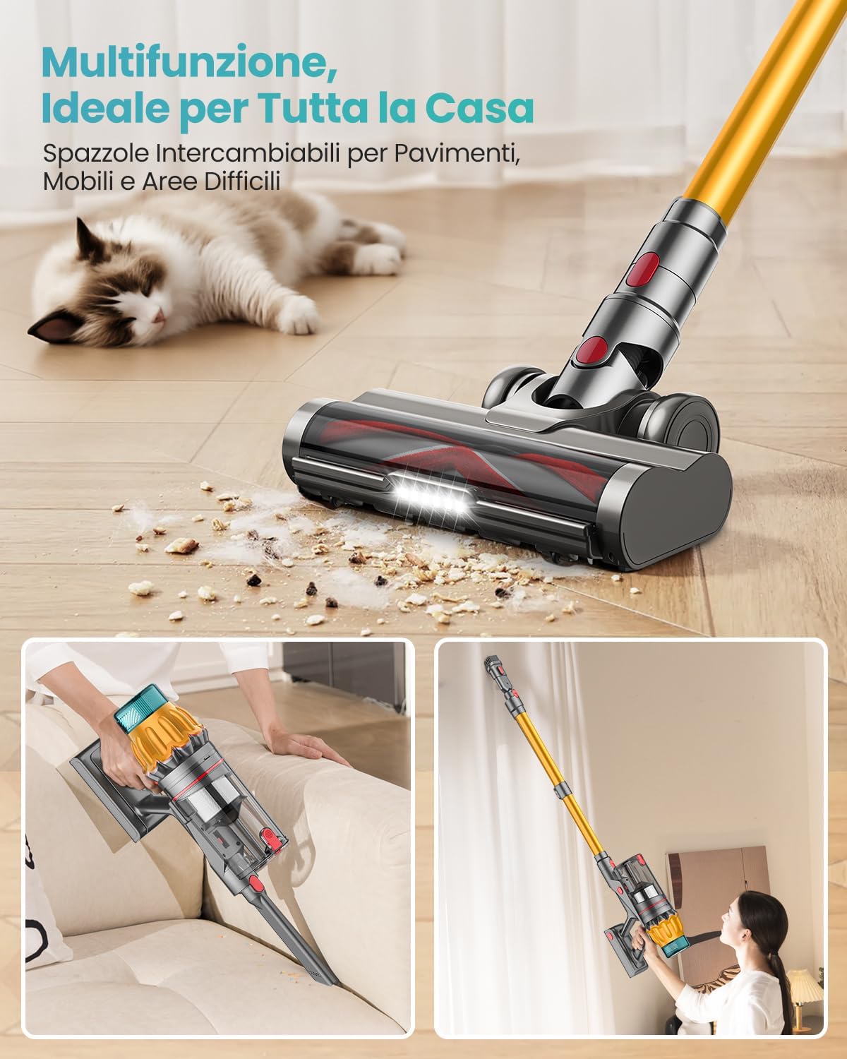 Aspirapolvere Senza Fili 48KPa/550W/70 Min, 2.0L - immagine 9