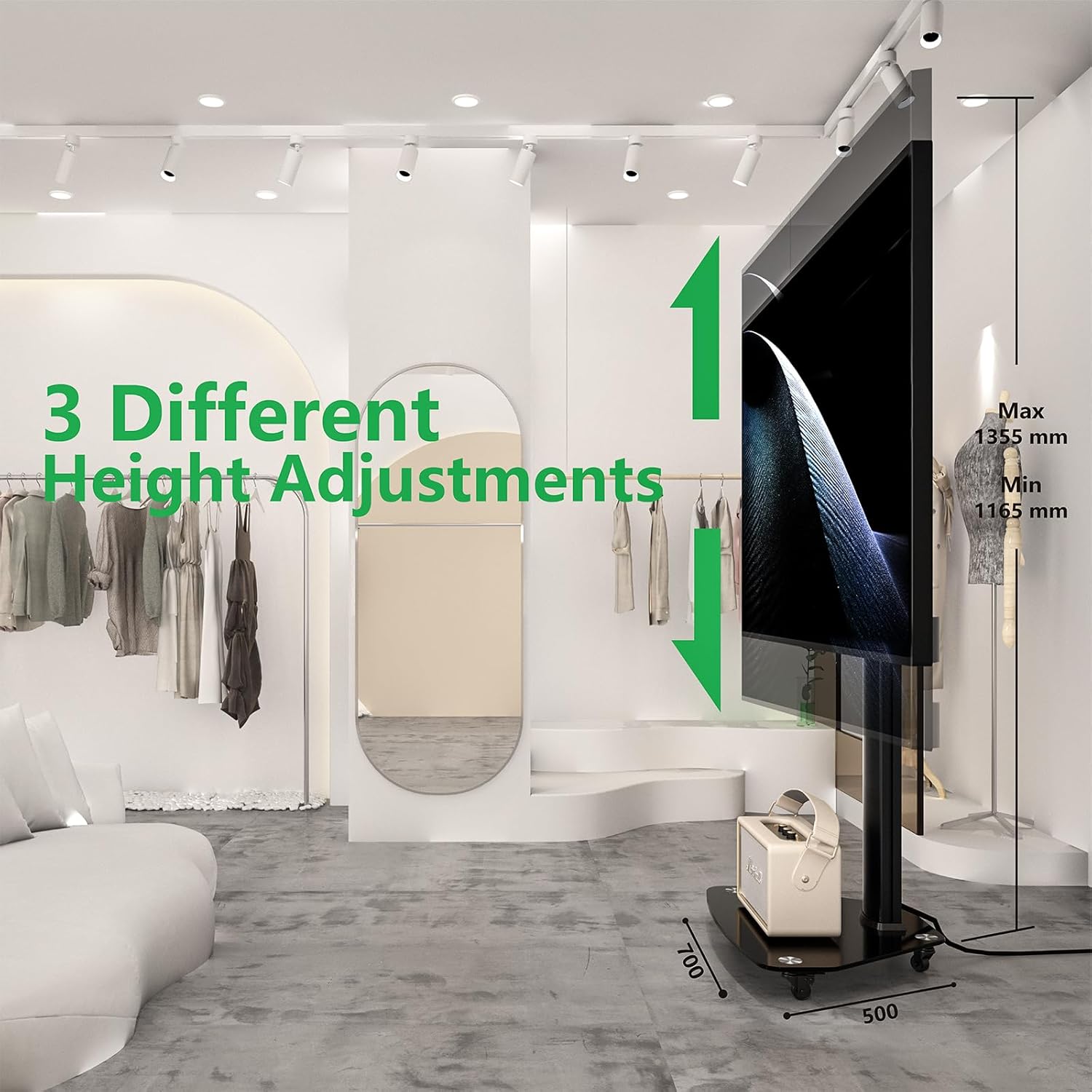 Proton 100 - Supporto TV portatile 32-75 pollici, Nero - immagine 7