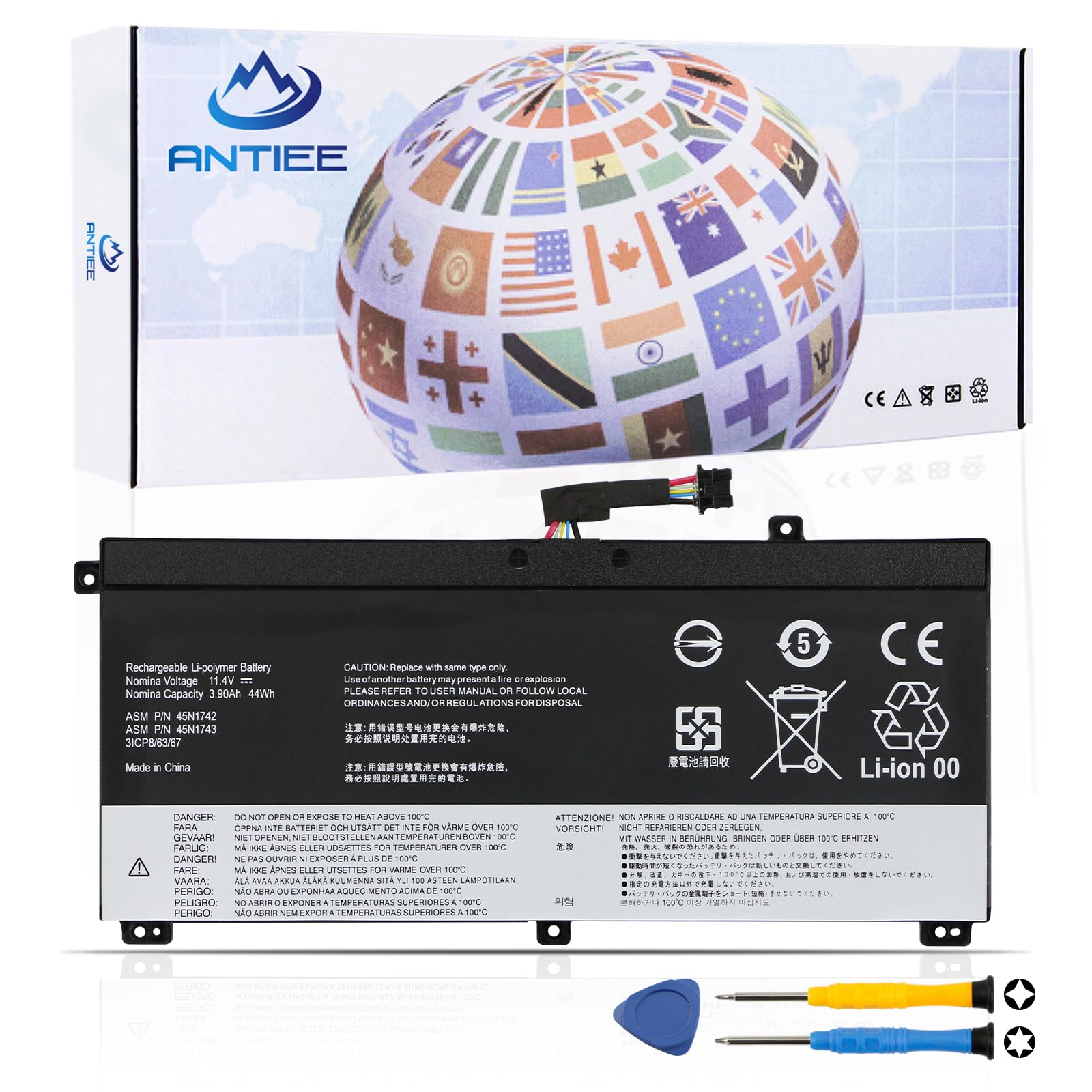 Antiee Batteria di Ricambio per Lenovo ThinkPad 11,4V 4Wh