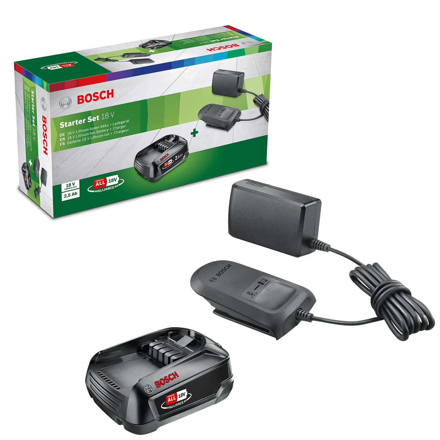 Bosch Starter Set Batteria PBA 18V 2,5 Ah e Caricabatterie