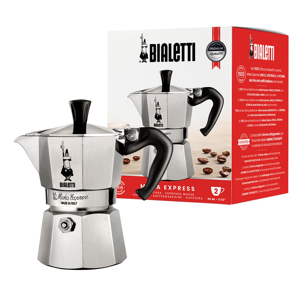Bialetti Caffettiera Moka Express 2 Tazze (90ml)