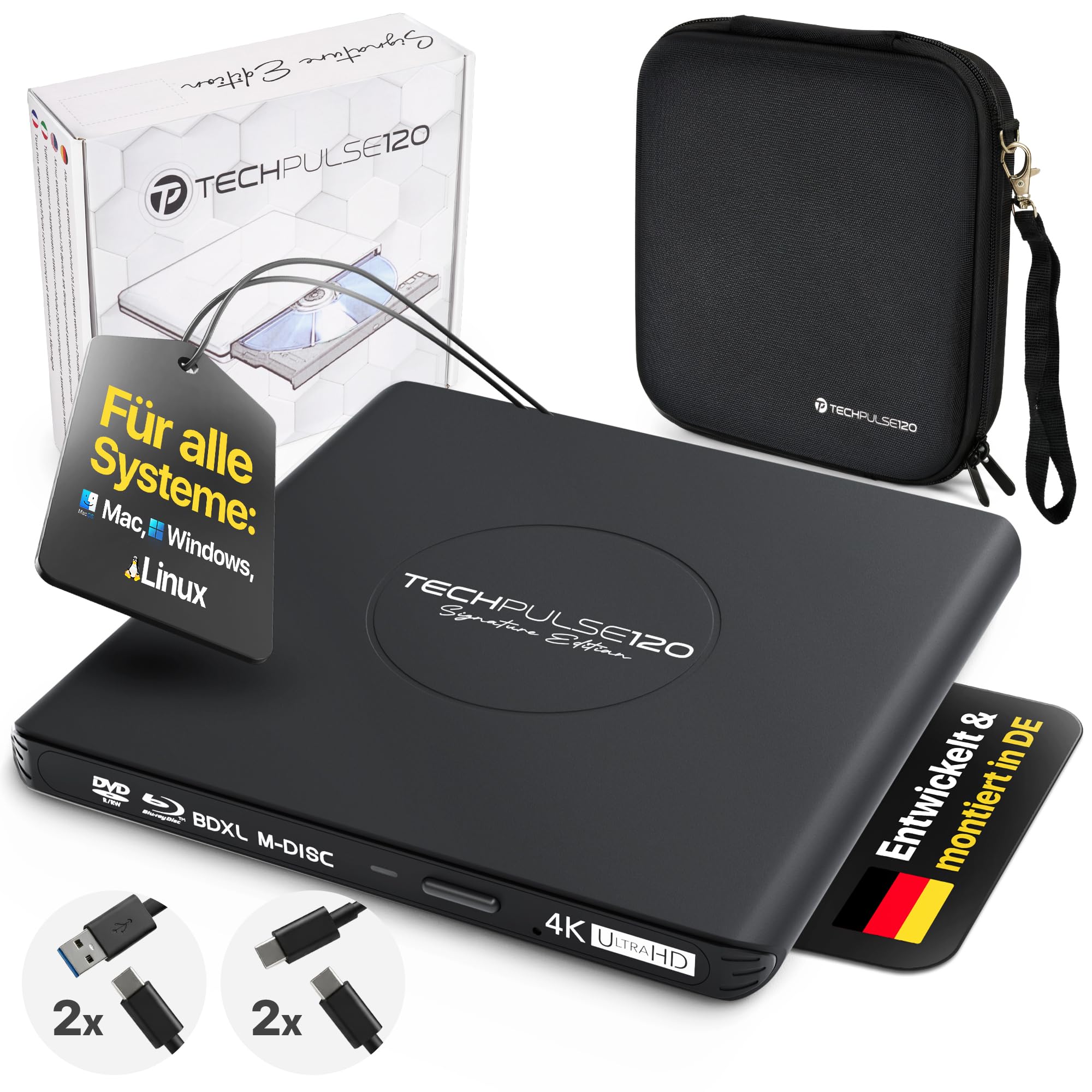 Techpulse120 Masterizzatore Blu-ray DVD CD USB 3.1 Esterno
