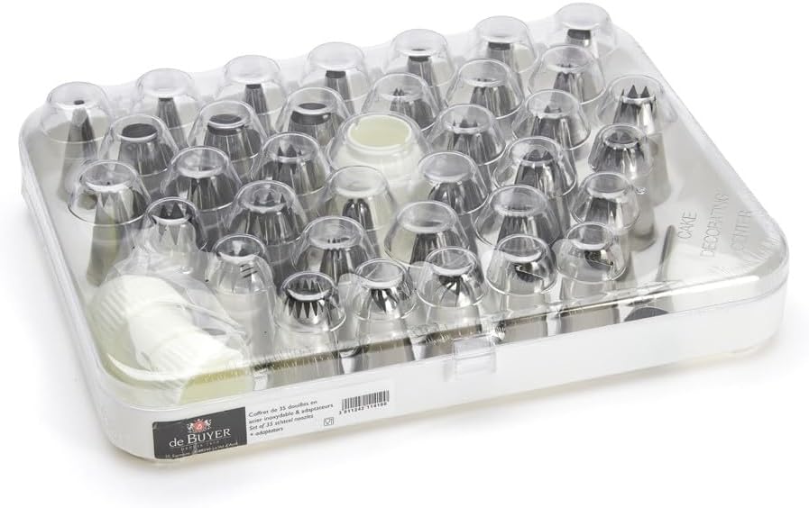 De Buyer Acciaio Set 35 Beccucci Inox + 2 Adattatori - immagine 2