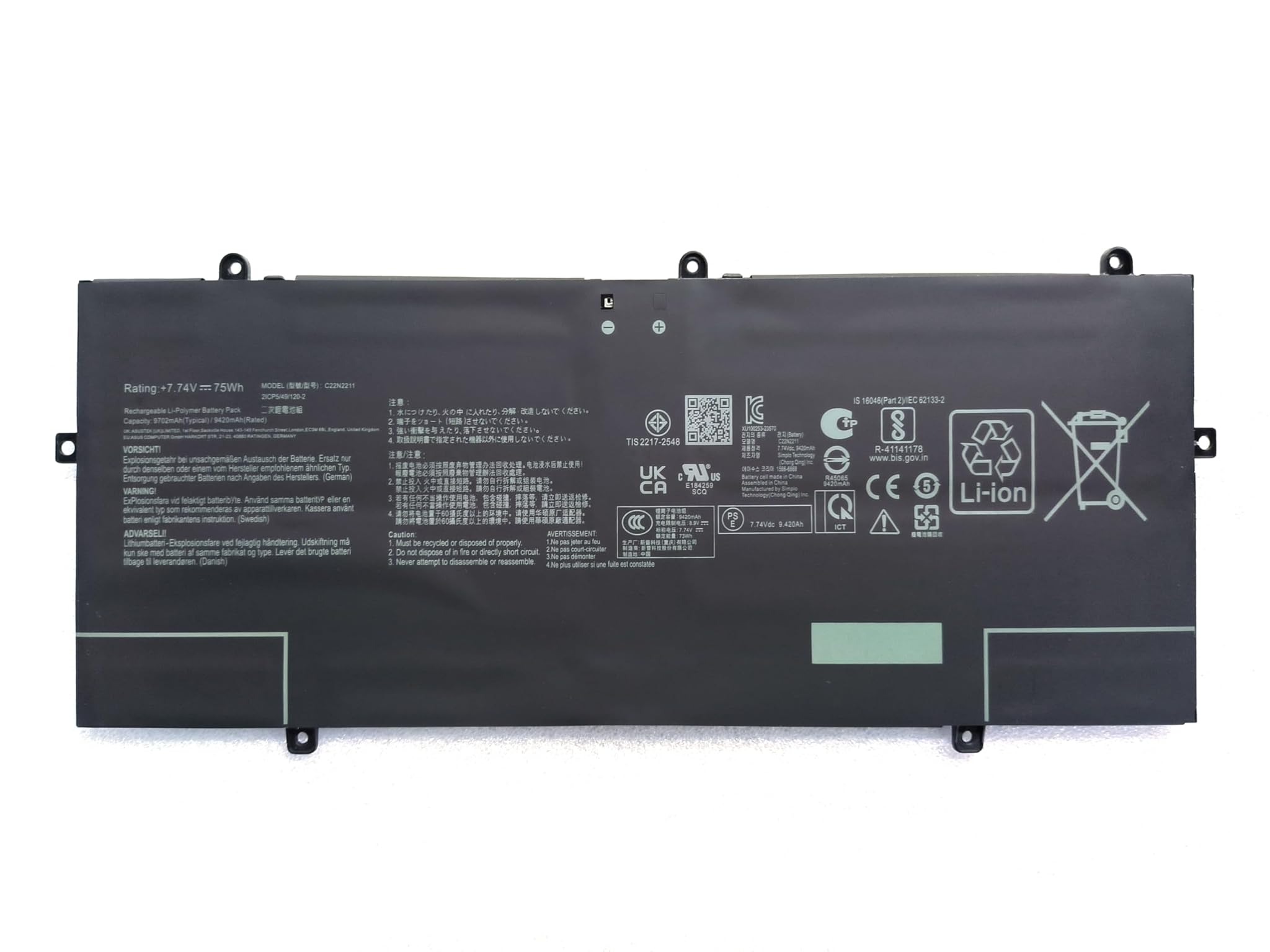 7xinbox Batteria C22N2211 7.74V 75Wh per ASUS Zenbook 14 OLED