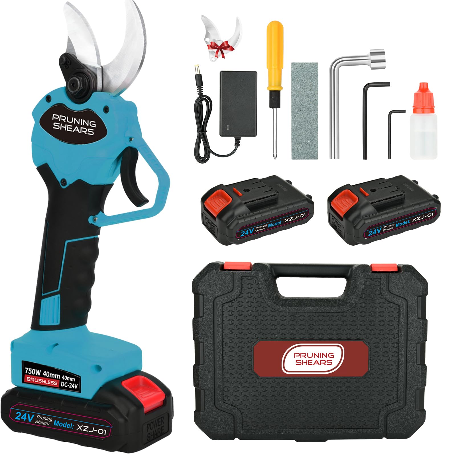 Forbici Potatura a Batteria 40mm con 2 Batterie 3000 mAh