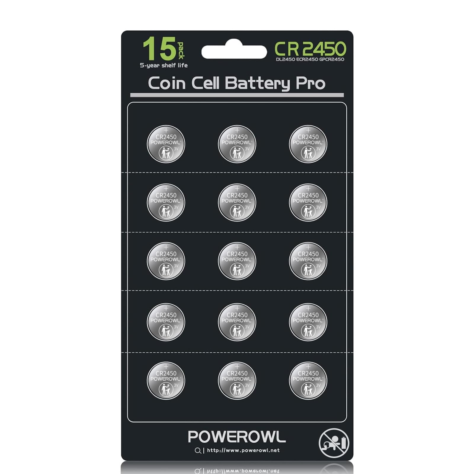 Powerowl Batterie Cr2450 Litio 3V (Confezione da 15)