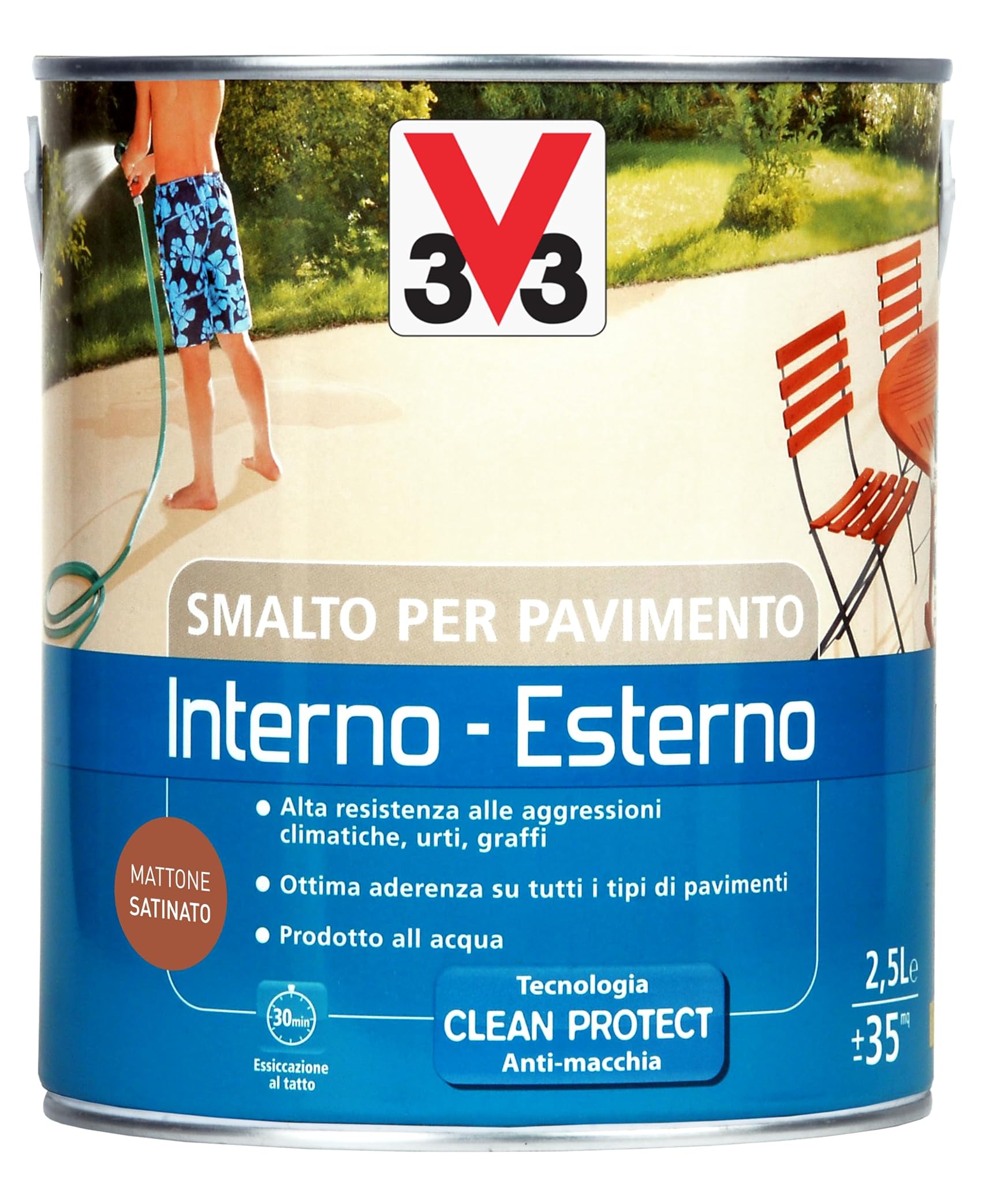 V33 Smalto per Pavimenti Interno o Esterno all'Acqua, 2.5 L