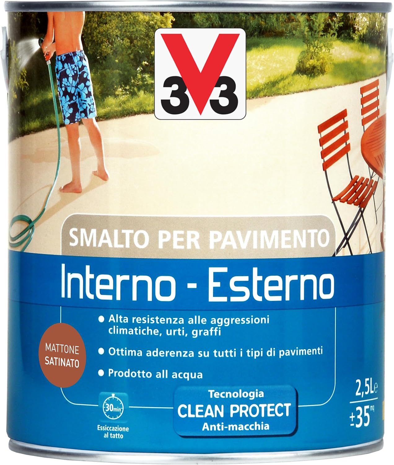V33 Smalto per Pavimenti Interno o Esterno all'Acqua, 2.5 L - immagine 1