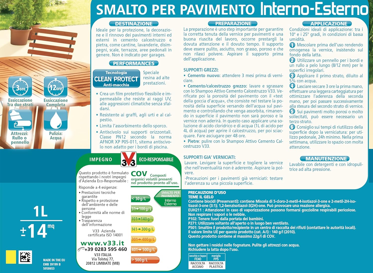 V33 Smalto per Pavimenti Interno o Esterno all'Acqua, 2.5 L - immagine 2