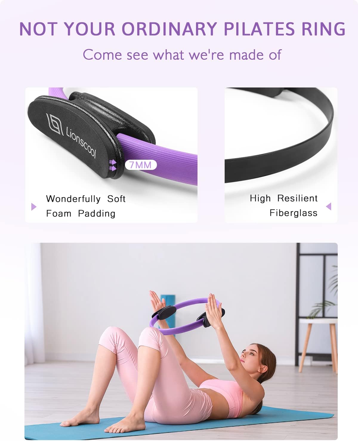 Lionscool Set Anelli Pilates 35,5 cm con Manici Imbottiti - immagine 3