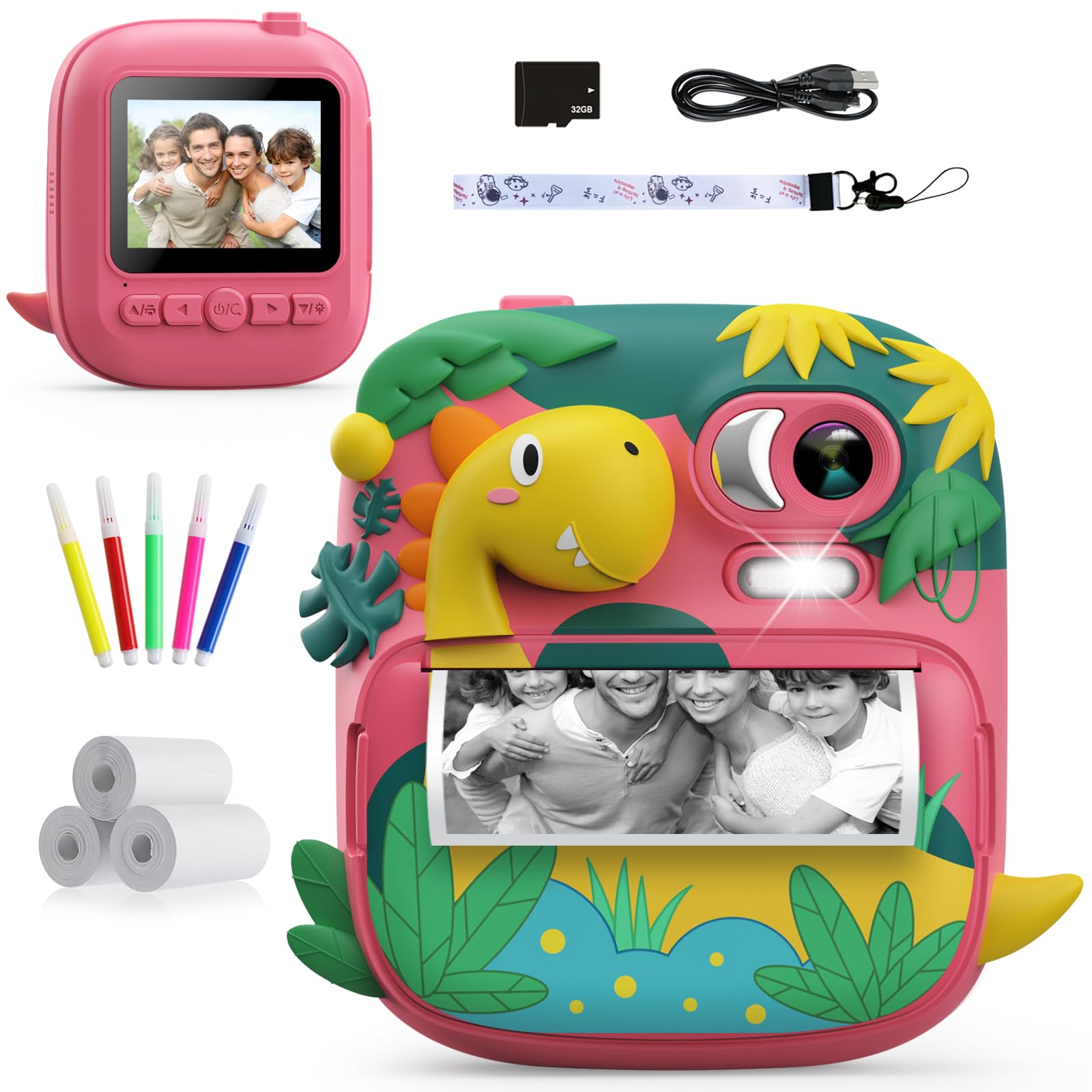 Camclid Macchina Fotografica Istantanea Bambini 2,4 Pollici