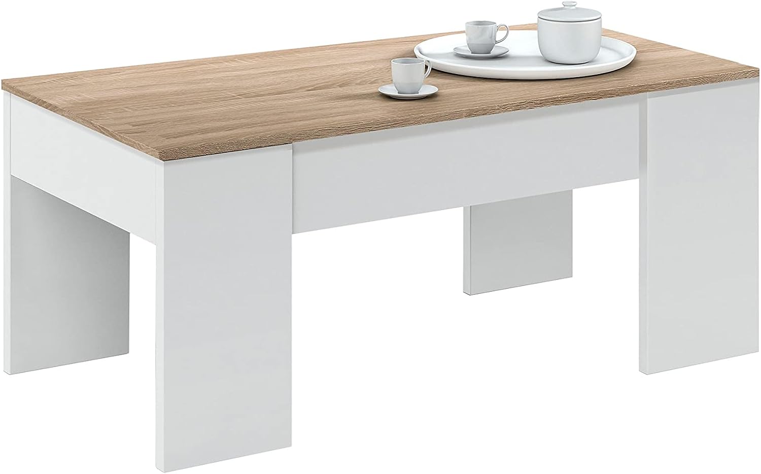 Dmora Tavolino da Salotto Oceanside, Bianco e Rovere - immagine 3