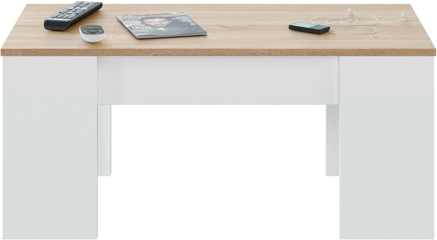 Dmora Tavolino da Salotto Oceanside, Bianco e Rovere - immagine 6