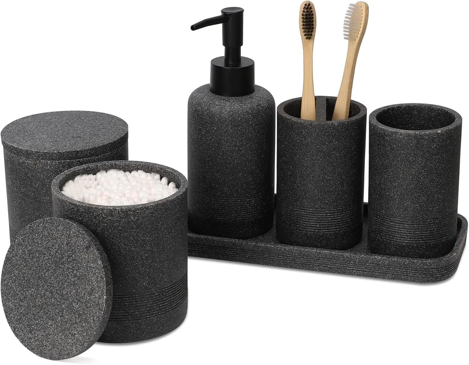 Zccz Set Bagno Accessori Completo 6 pezzi, Nero