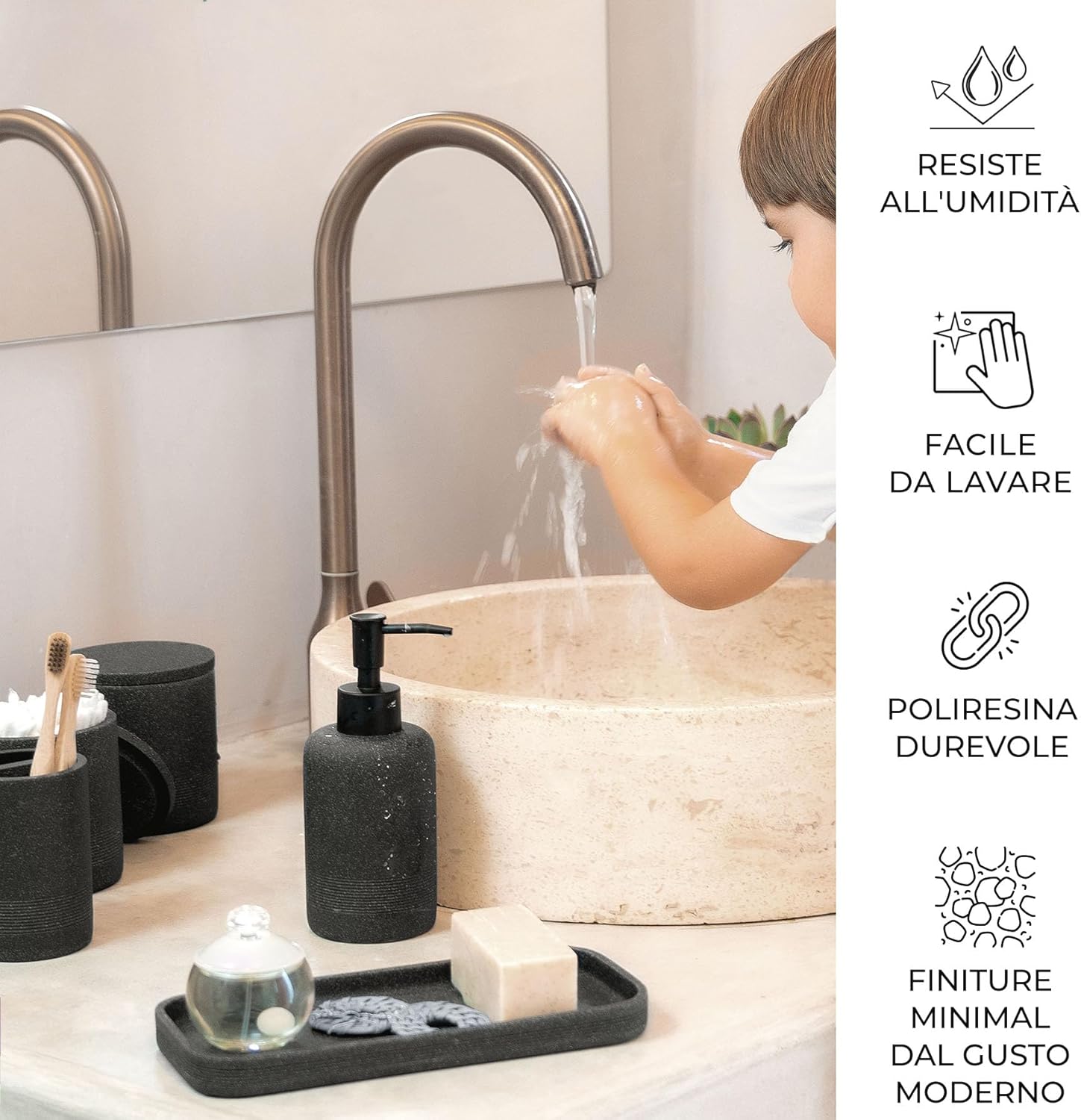 Zccz Set Bagno Accessori Completo 6 pezzi, Nero - immagine 6