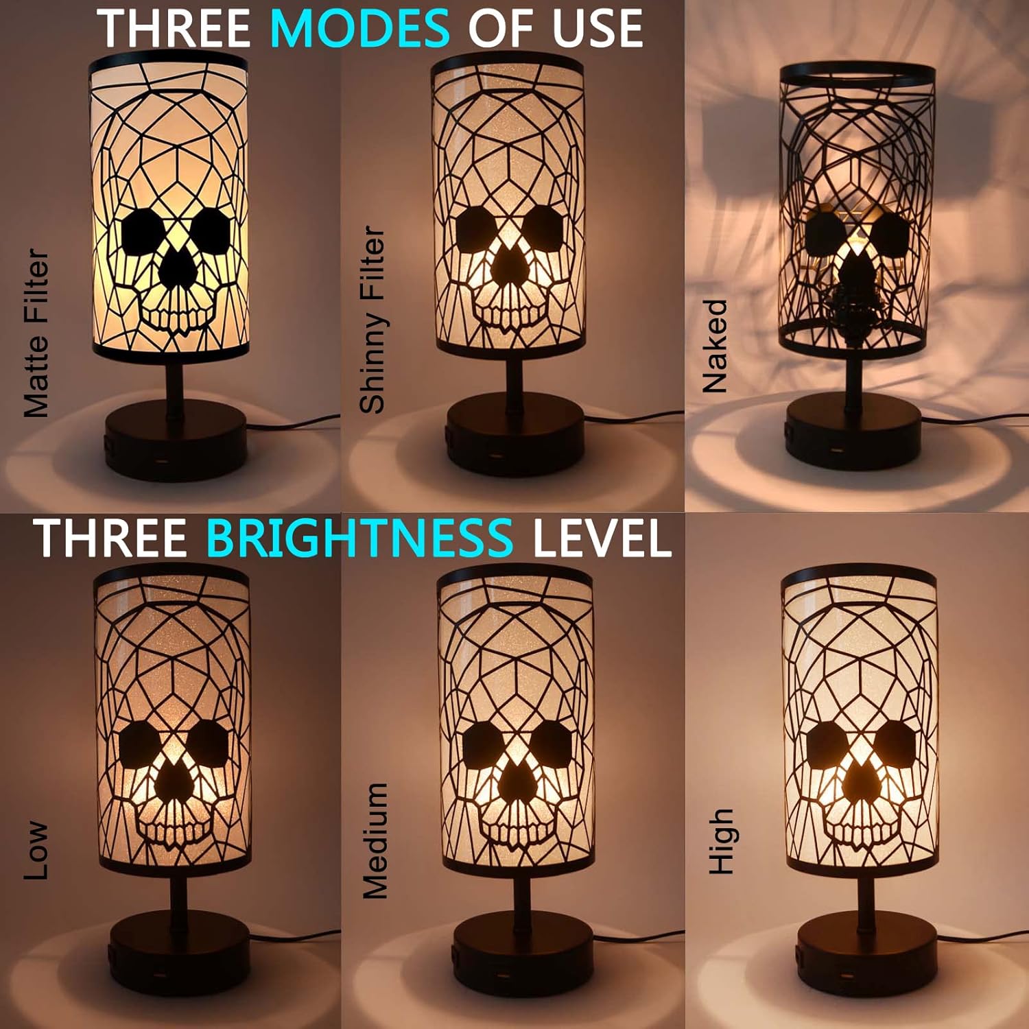 Lampada da Comodino Touch Dimmerabile con 2 USB - immagine 4