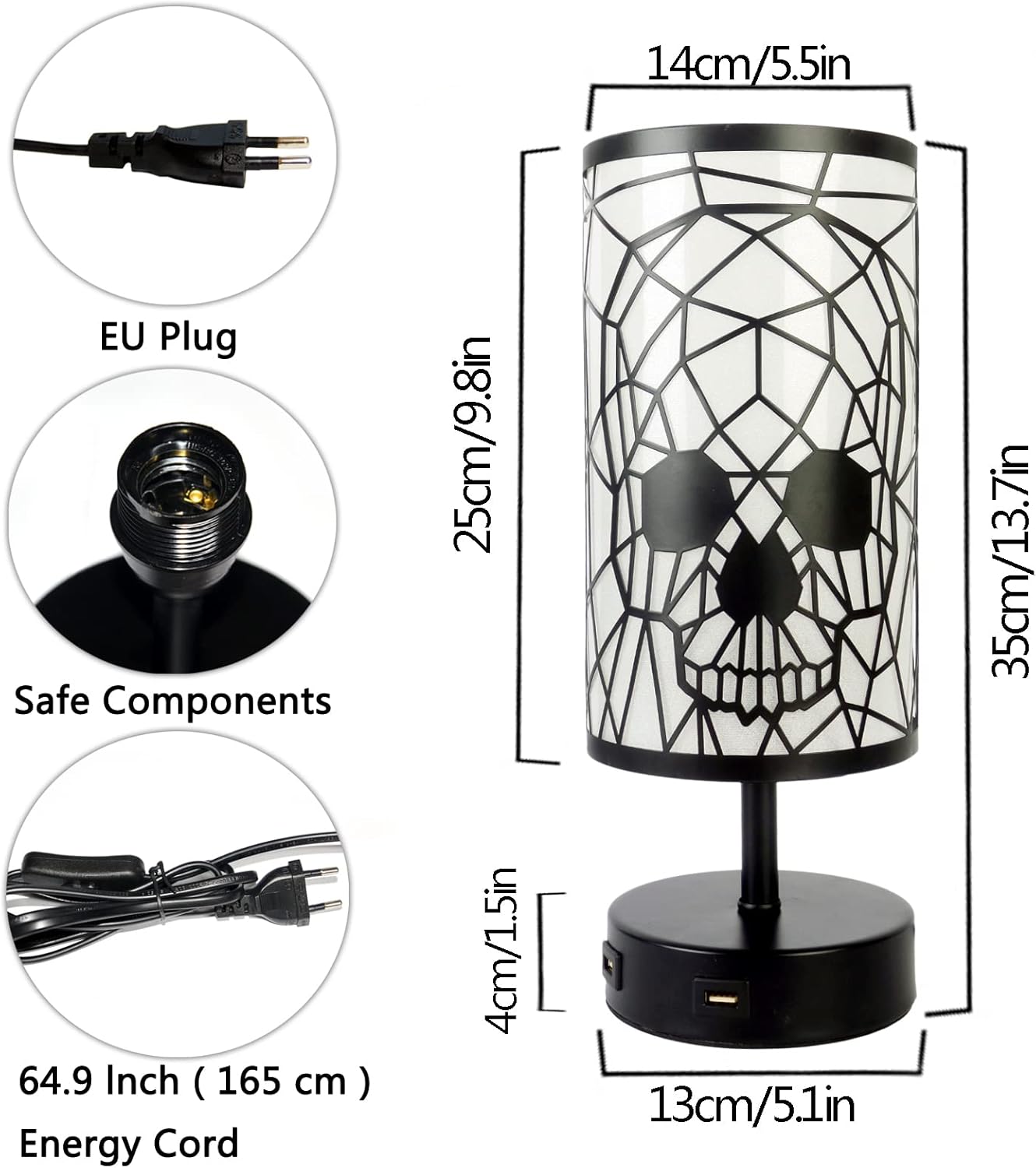 Lampada da Comodino Touch Dimmerabile con 2 USB - immagine 8