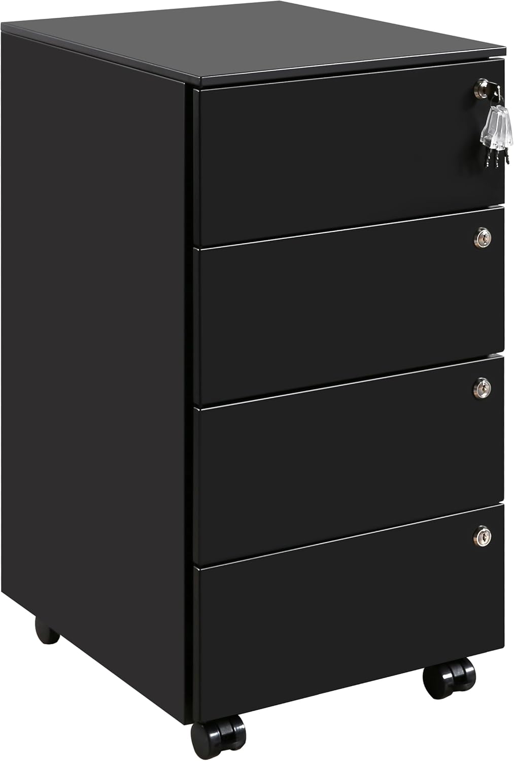 Cassettiera da Ufficio in Metallo con 4 Cassetti e Chiavi