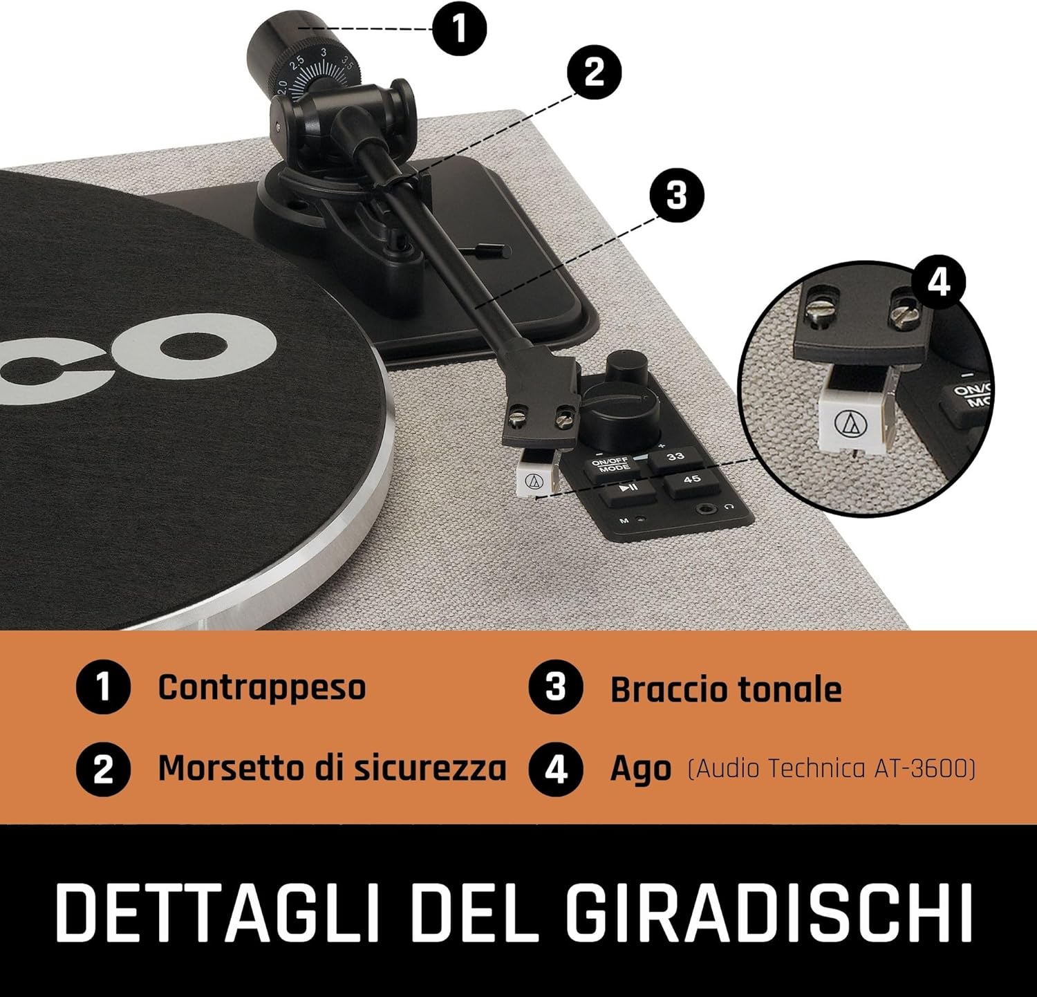 Lenco Giradischi LS-440 Bluetooth con Altoparlante 40W - immagine 2