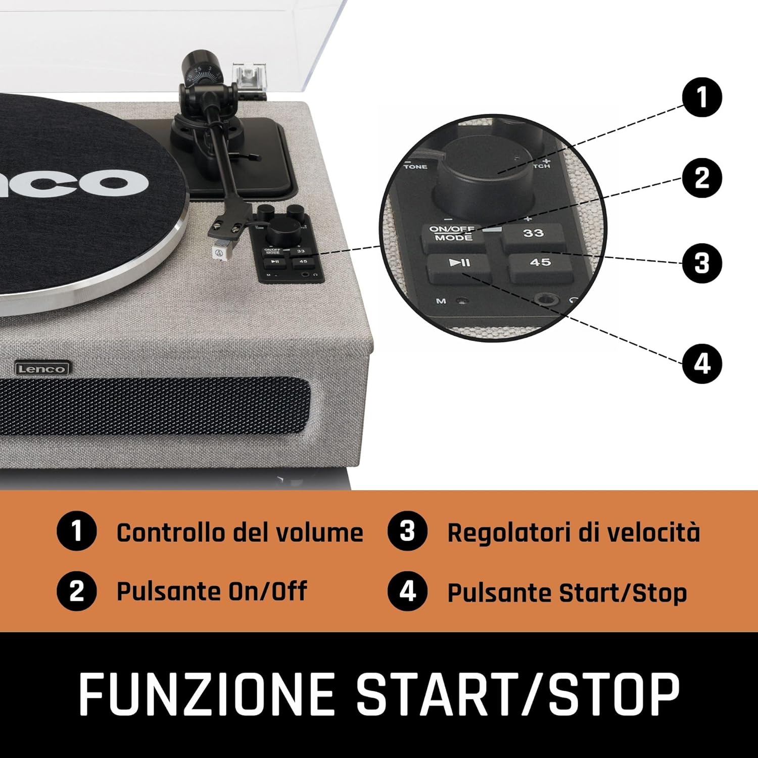 Lenco Giradischi LS-440 Bluetooth con Altoparlante 40W - immagine 4