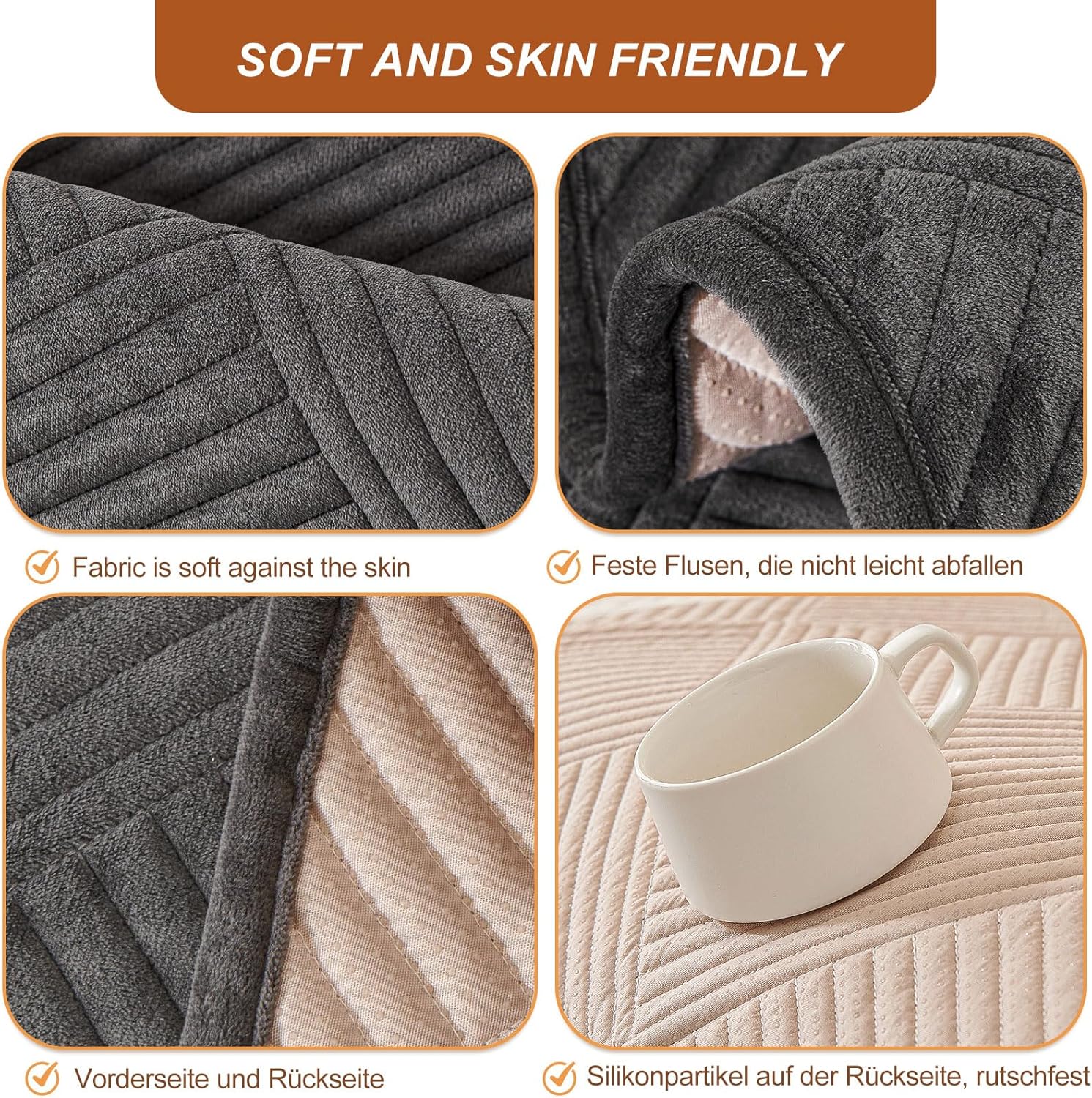 Copridivano Antiscivolo 4 Posti con Penisola - immagine 5