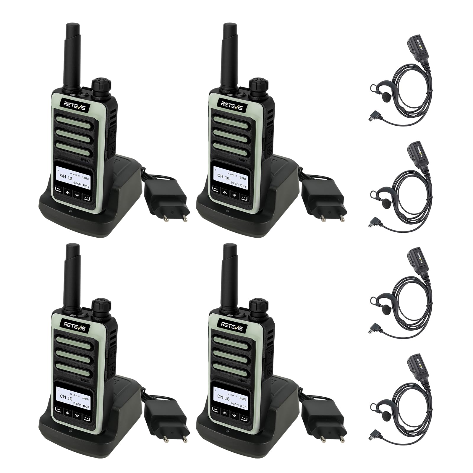 Retevis RB666S Walkie Talkie Professionale, Nero (2 Coppie)