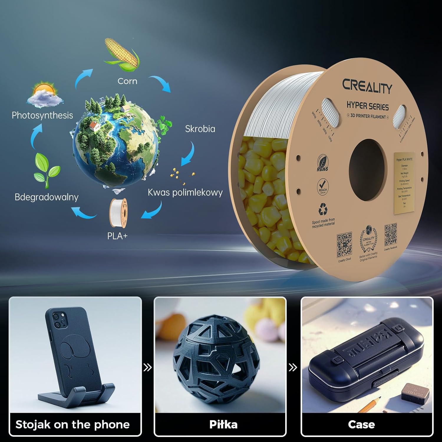 Creality Hyper PLA Filament 1.75mm - 4kg Nero - immagine 3