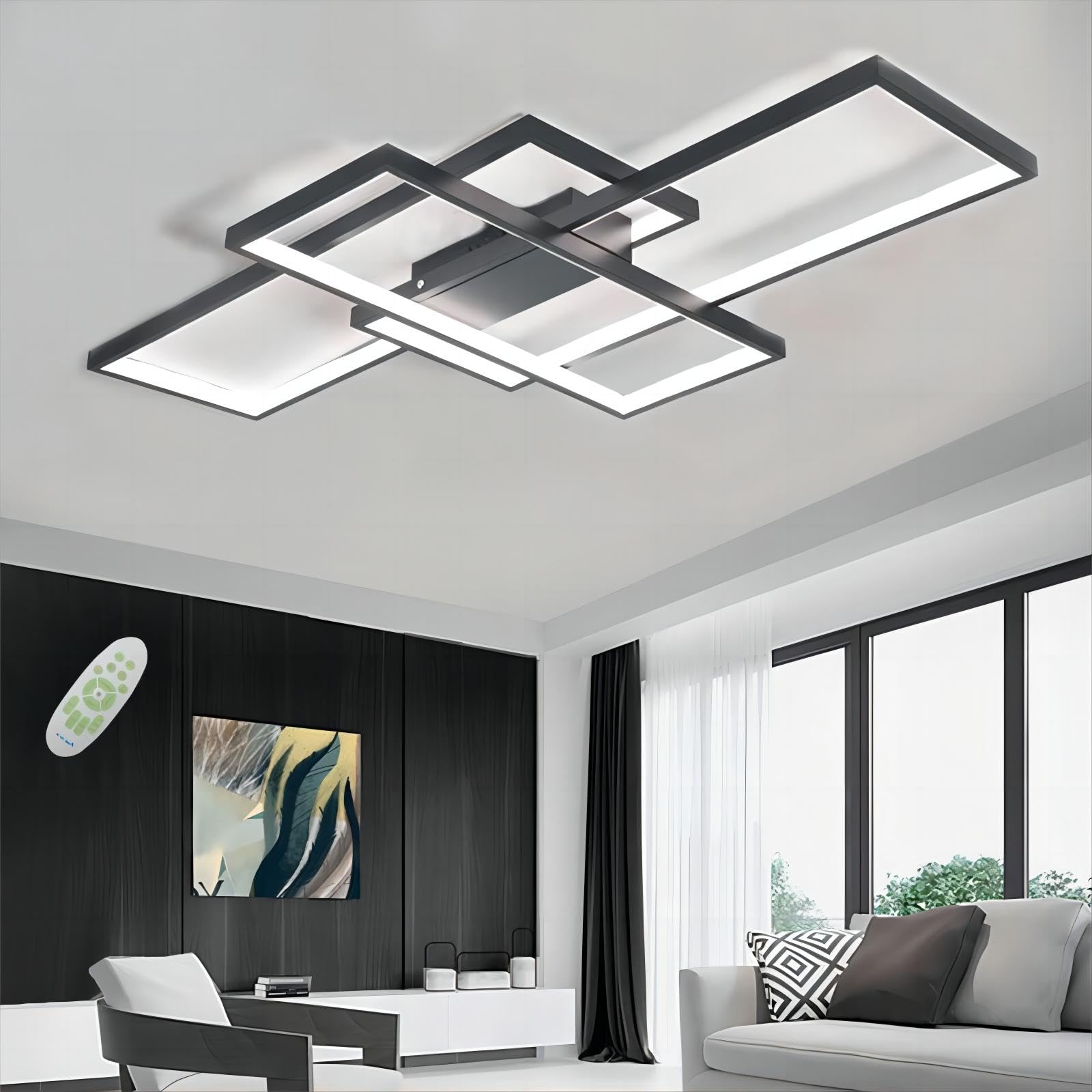 Qiaomao Plafoniera LED Soggiorno Dimmerabile Nera 110cm