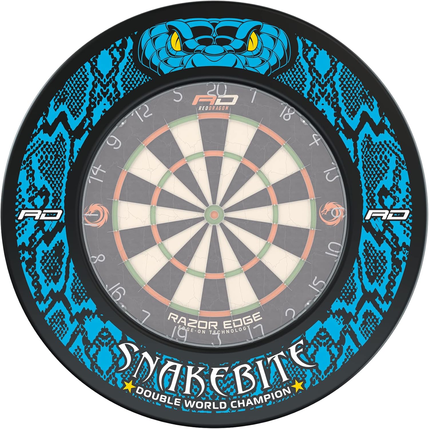 RED DRAGON Peter Wright Snakebite DWC Dartboard Surround - immagine 1