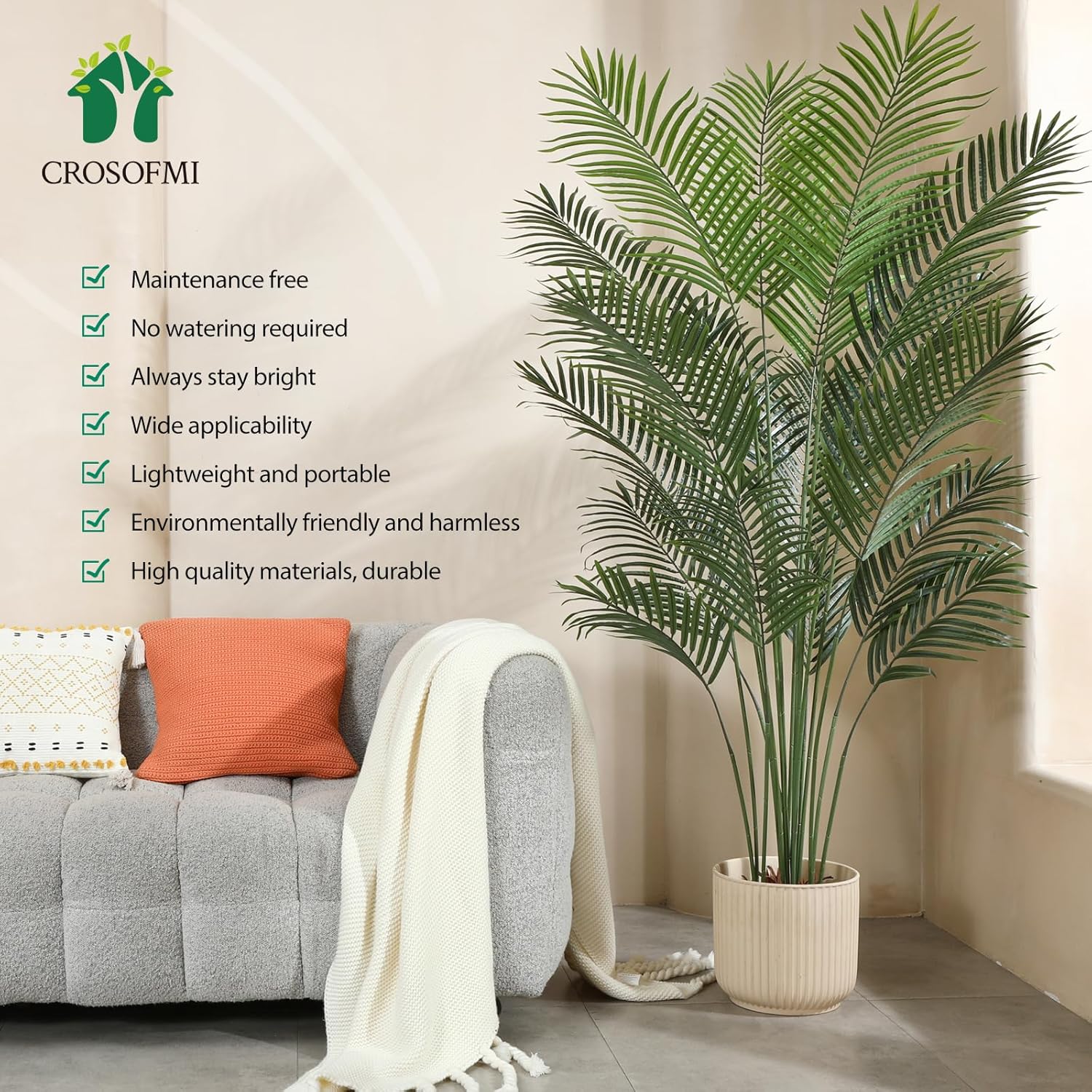 Crosofmi Pianta Finta Areca Palma 190 cm - immagine 6