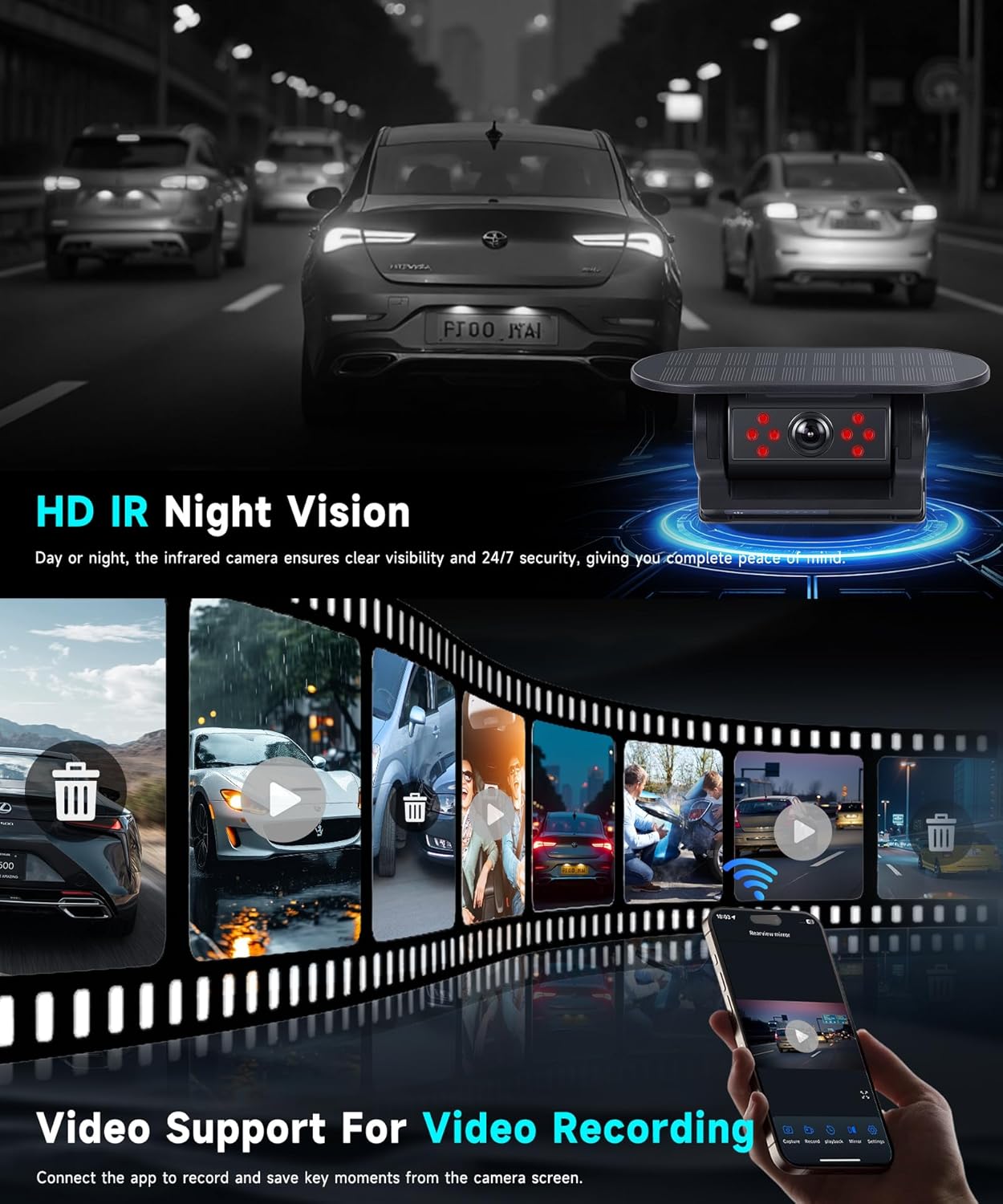 Vechtel Telecamera Retromarcia Wireless Solare IP68 - immagine 4