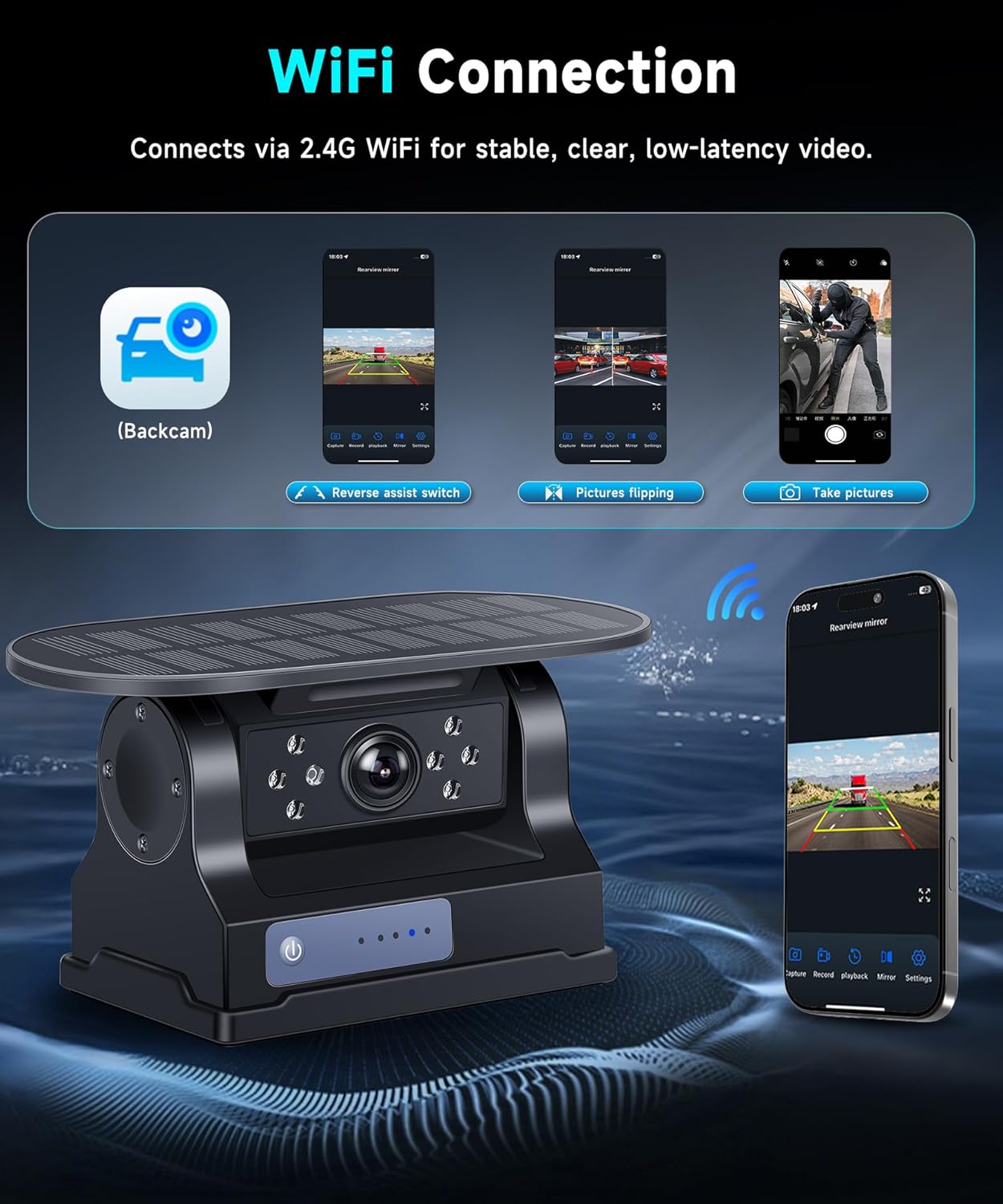 Vechtel Telecamera Retromarcia Wireless Solare IP68 - immagine 6